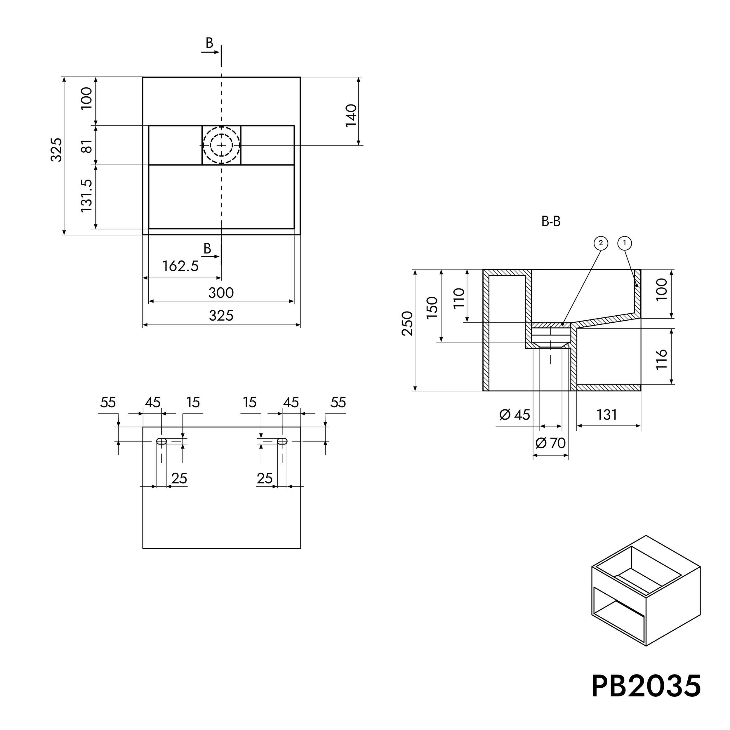 Umywalka ścienna PB2035