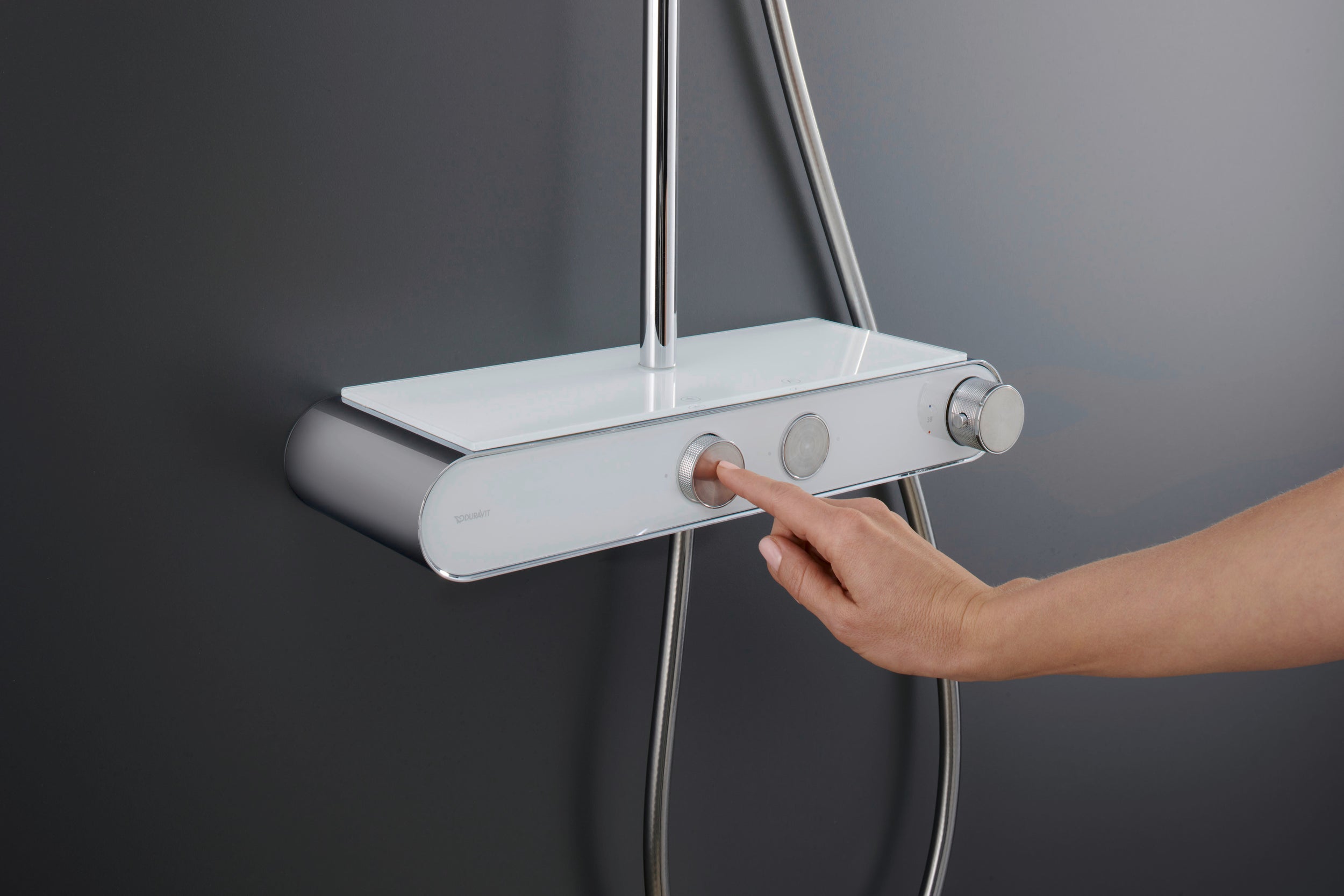 System prysznicowy Duravit z termostatem i szklaną półką