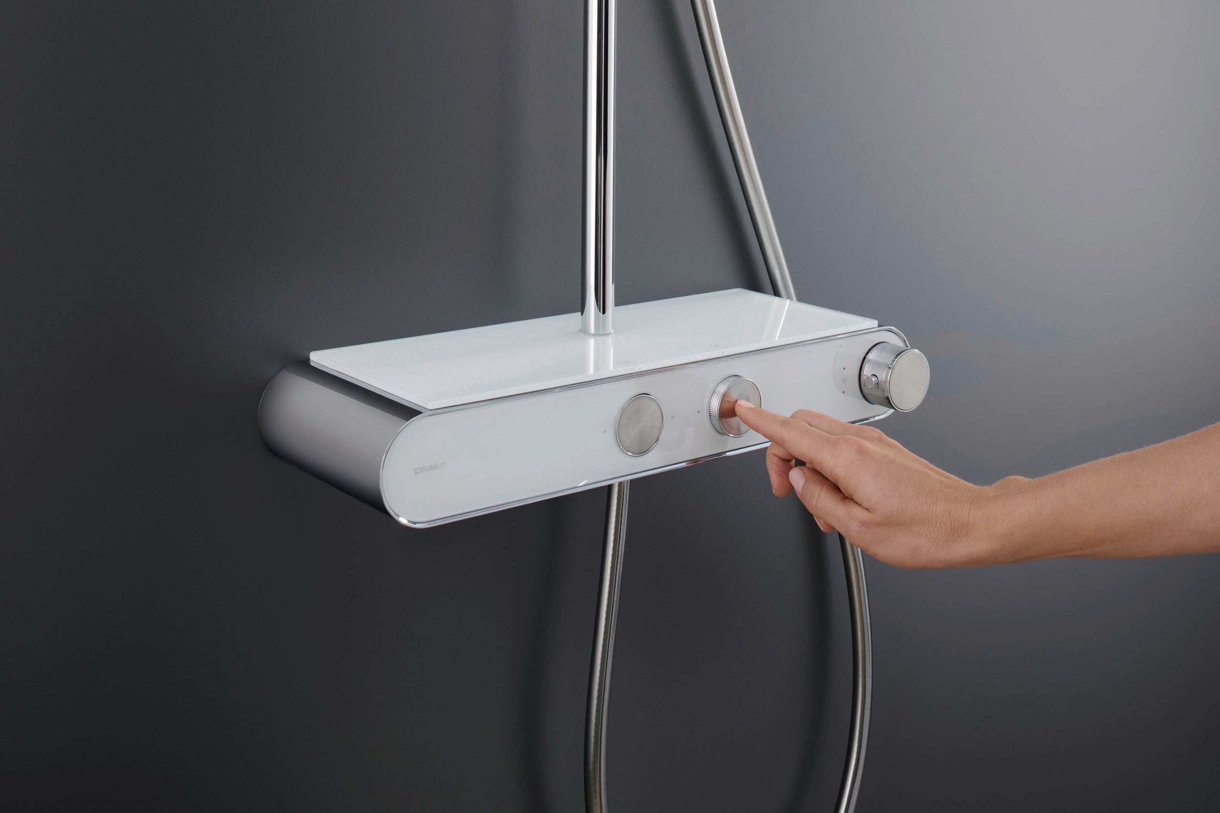 Duravit system prysznicowy z termostatem i półką szklaną