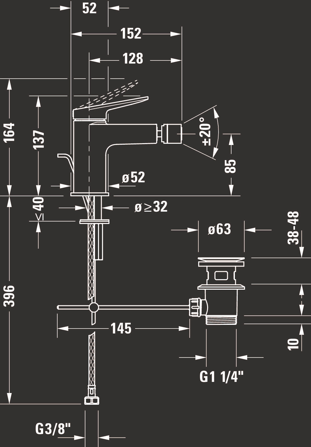 Duravit Wave jednouchwytowa bateria bidetowa