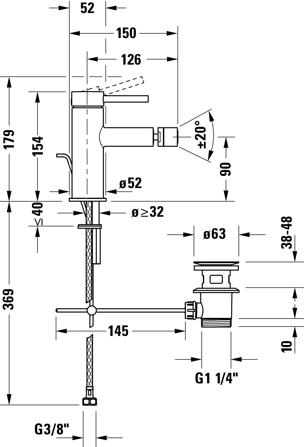 Duravit Circle jednouchwytowa bateria bidetowa