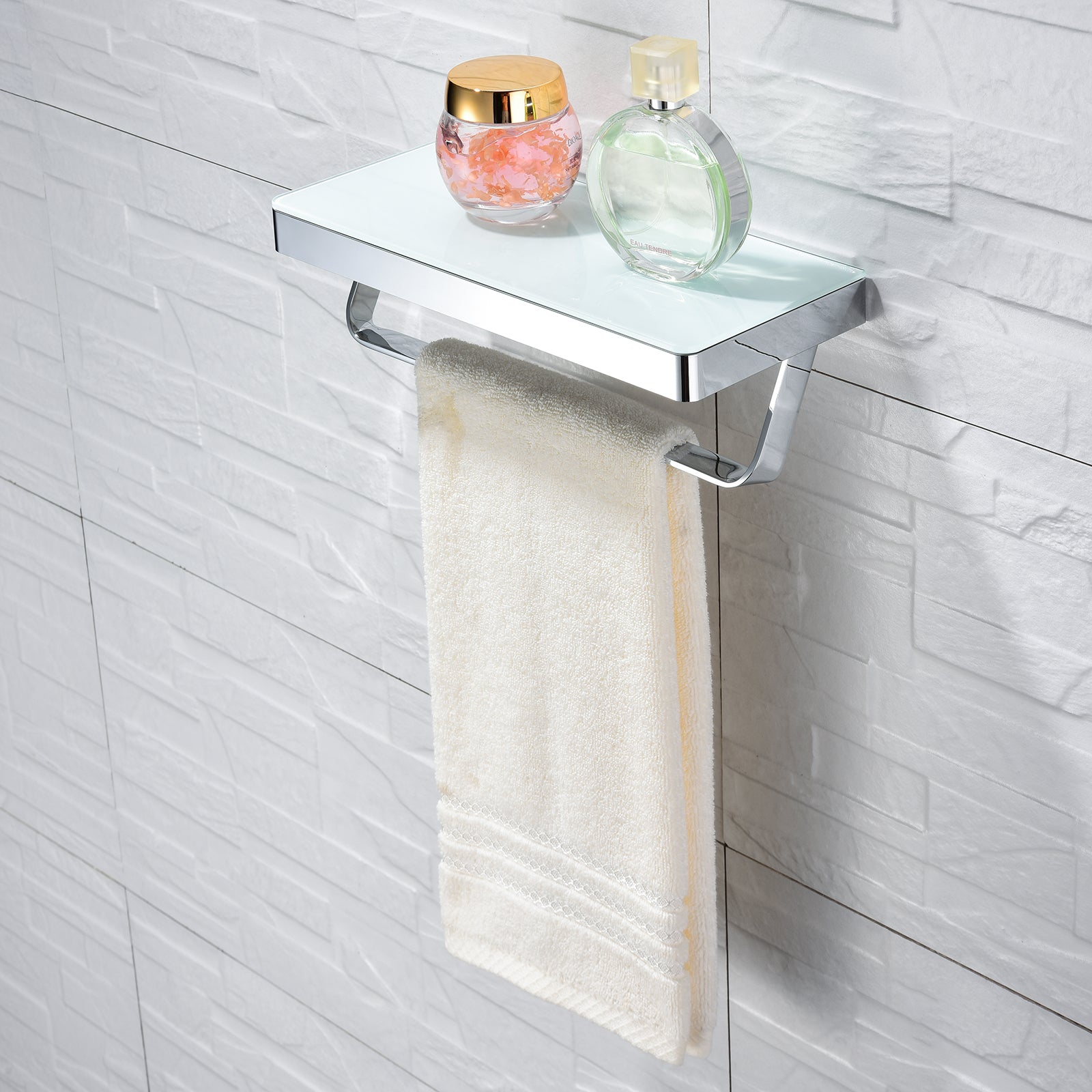 Półka ścienna półka łazienkowa G504 z wieszakiem na ręczniki