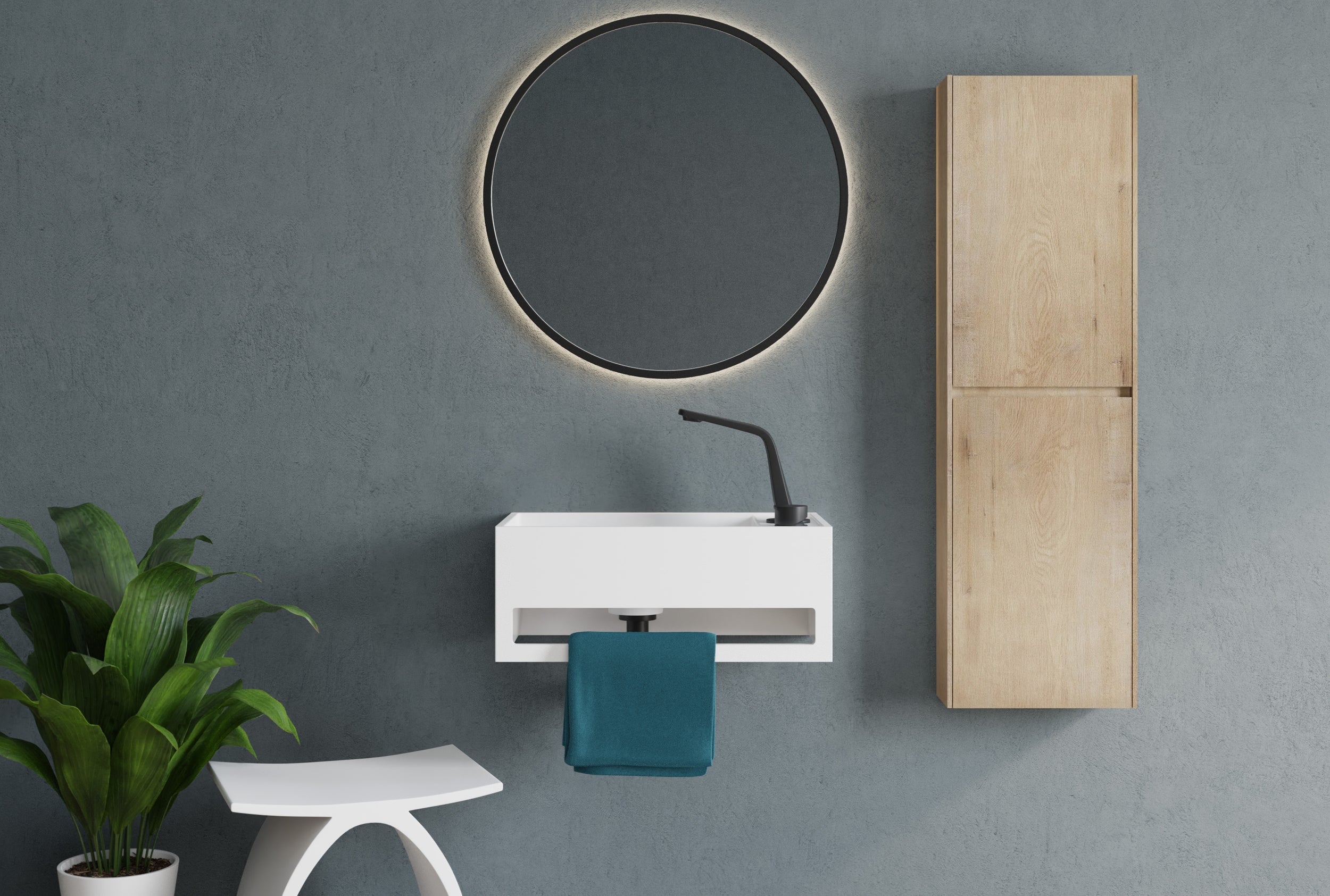 Umywalka ścienna z odlewu mineralnego PB2077