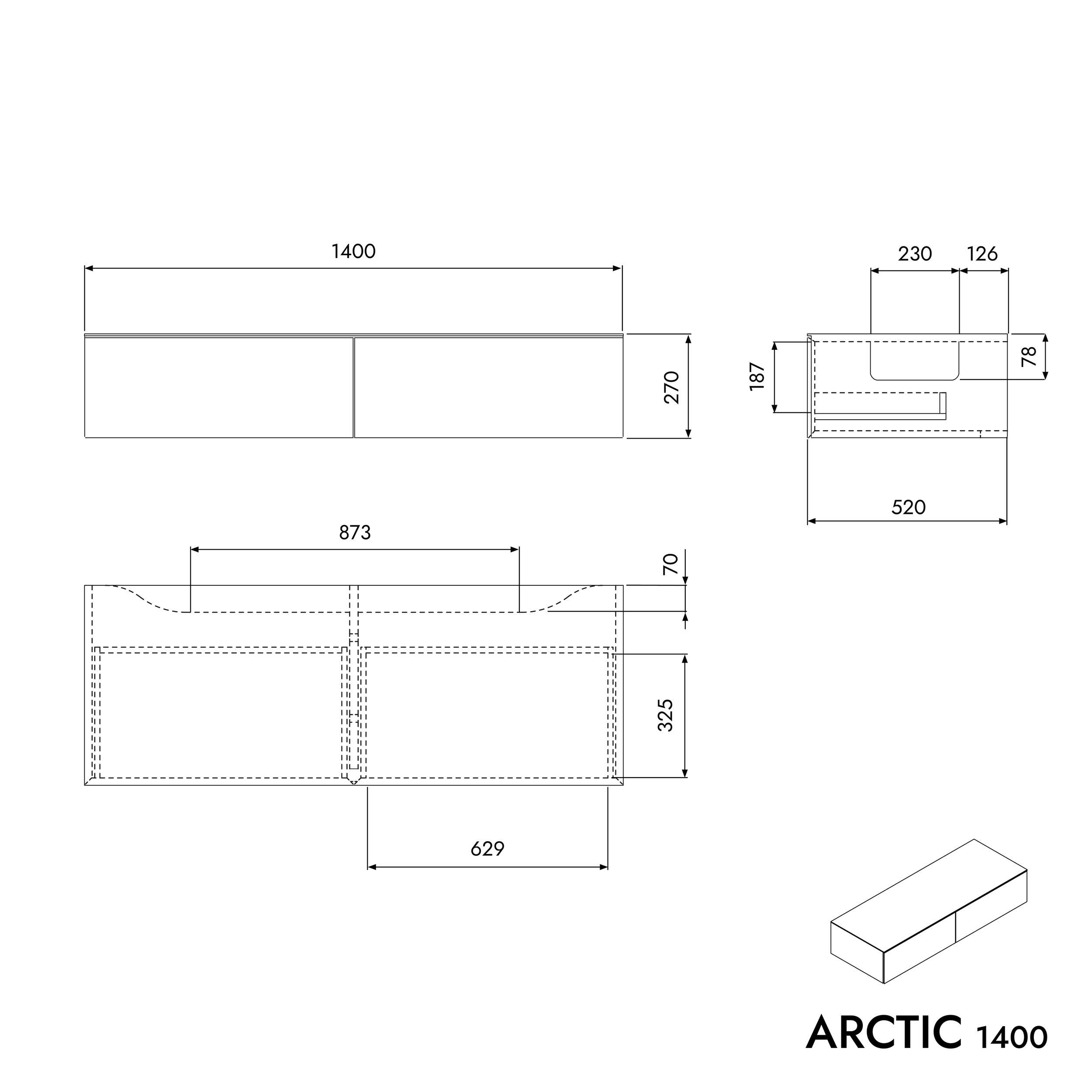 Szafka podumywalkowa ARCTIC 1400