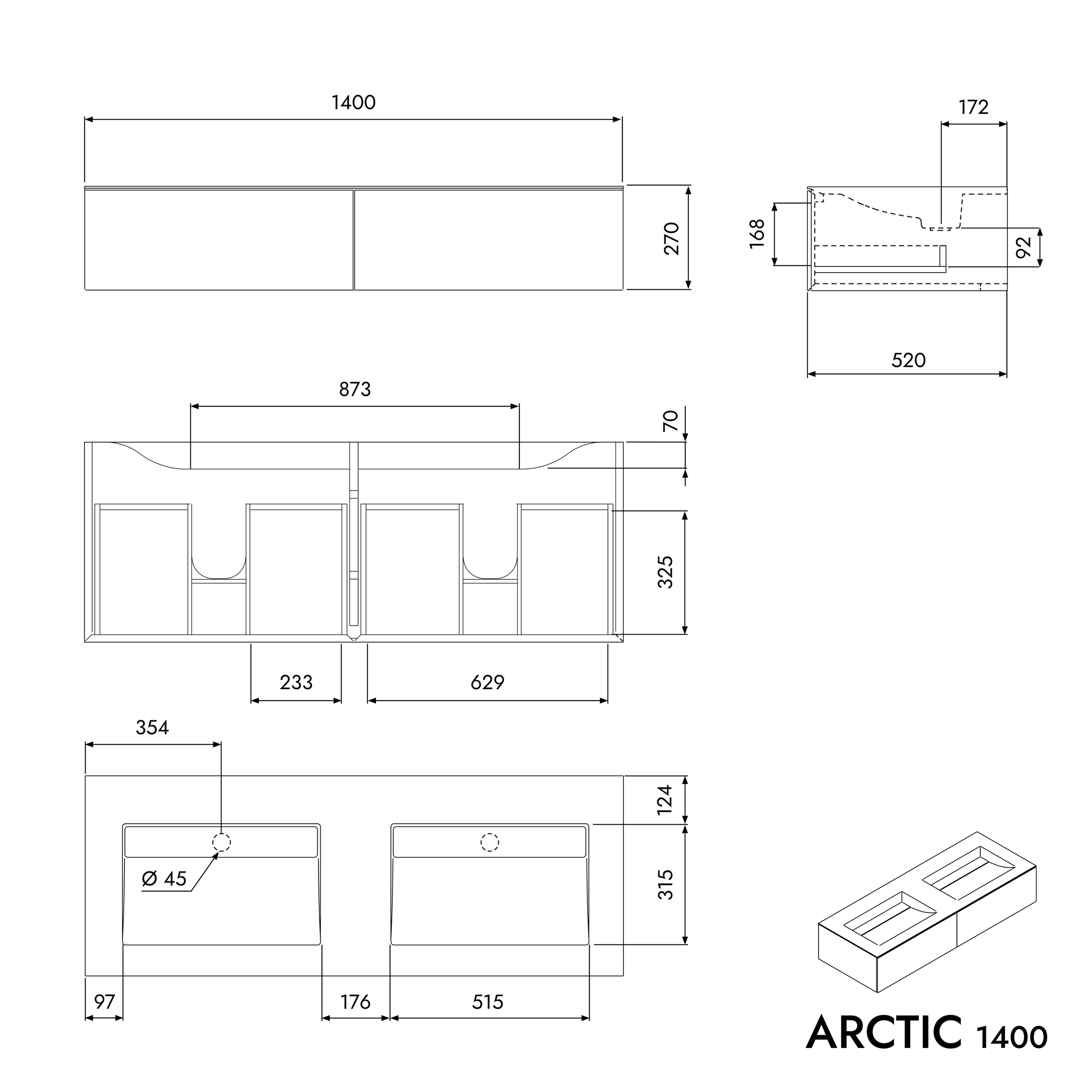 Szafka podumywalkowa ARCTIC 1400