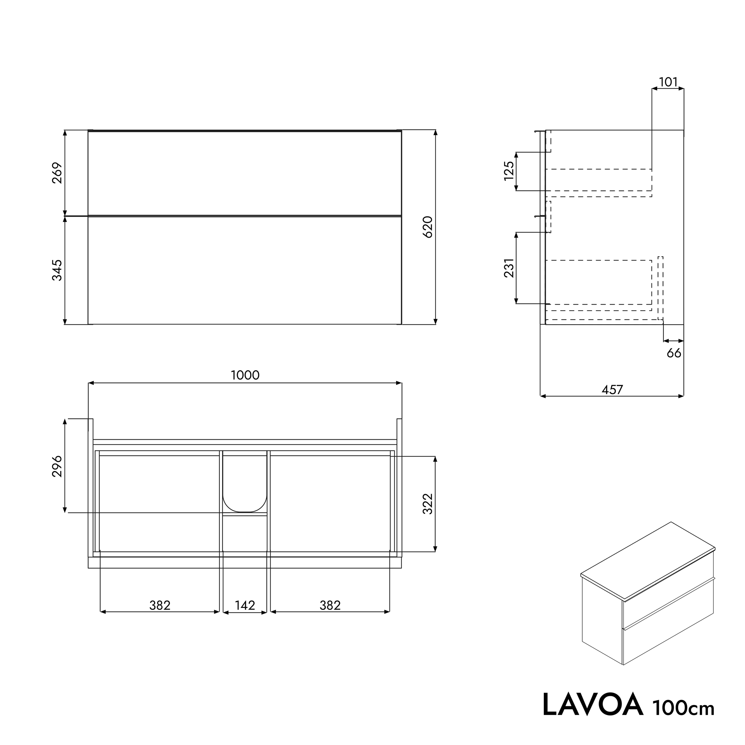 Meble łazienkowe szafka podumywalkowa LAVOA 100 cm
