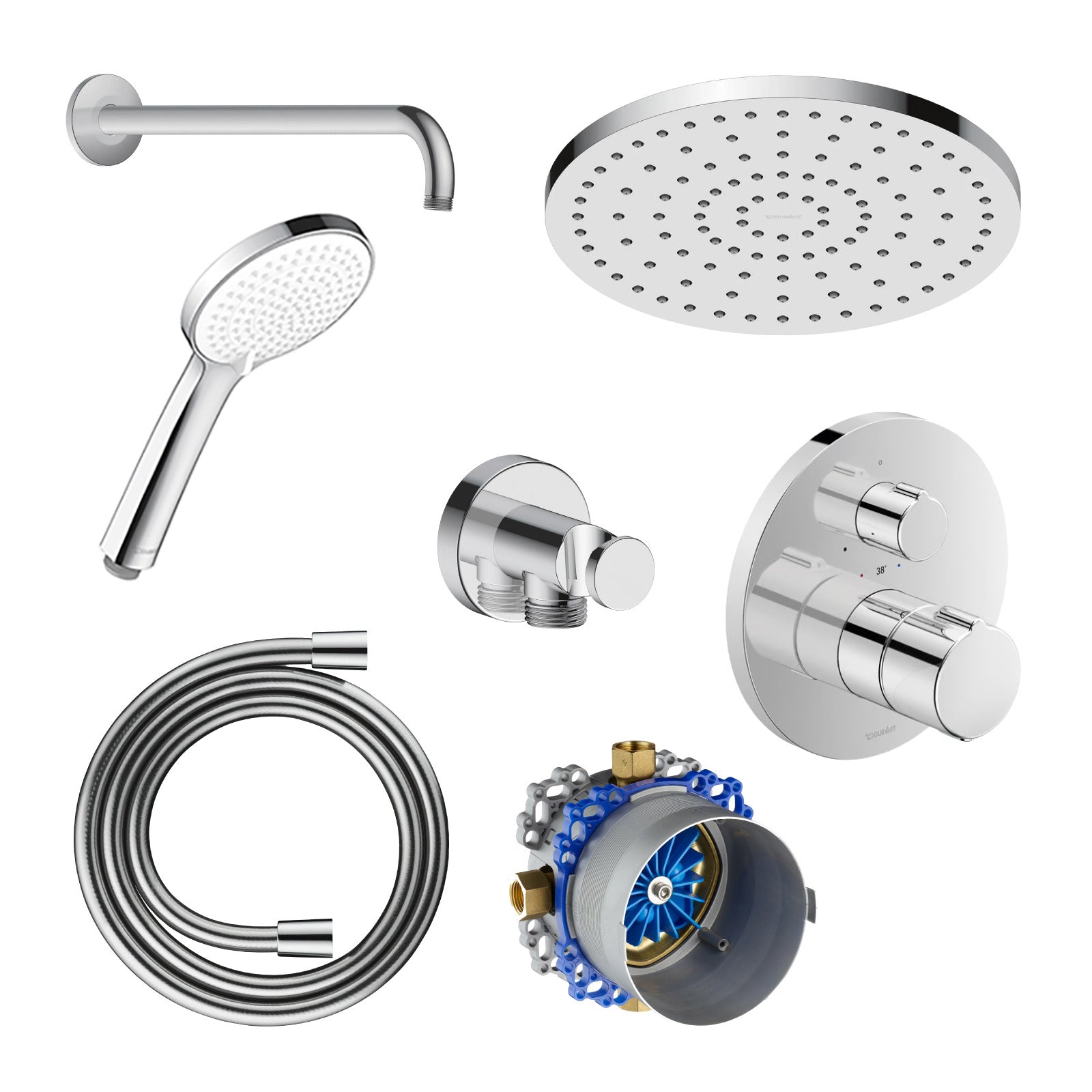 Podtynkowy system prysznicowy Duravit C.1 z deszczownicą