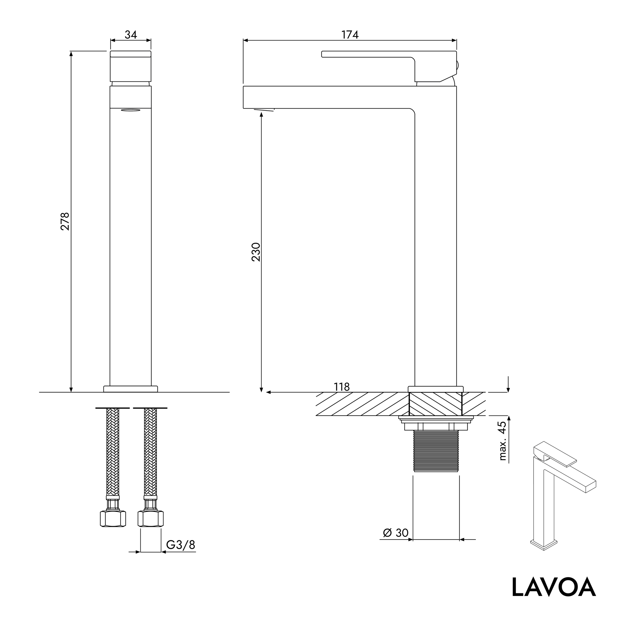 Bateria umywalkowa LAVOA