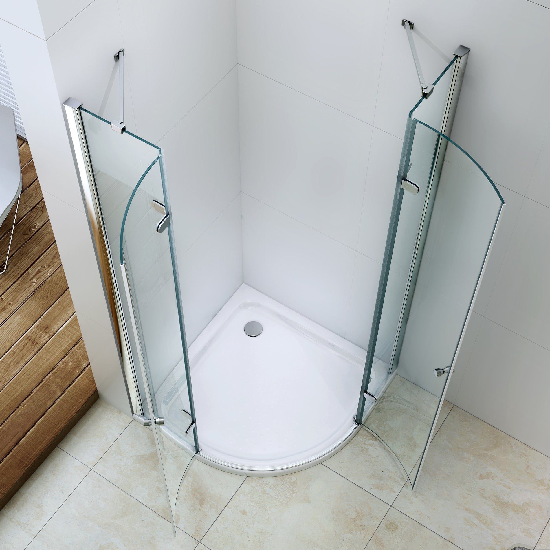 Półokrągła kabina prysznicowa EX406 - szkło ESG 8 mm z powłoką Nano - 90 x 90 x 195 cm