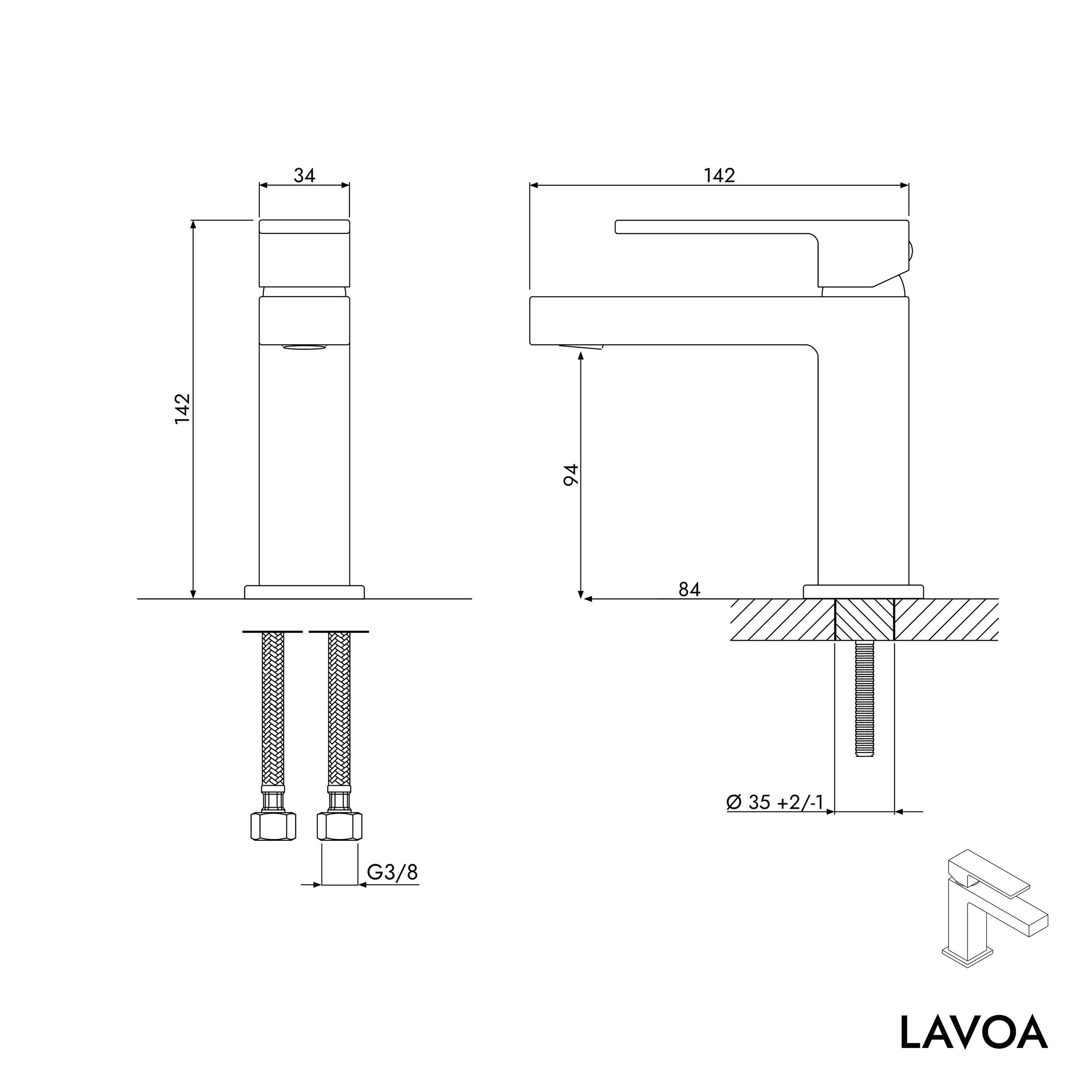 Bateria umywalkowa LAVOA