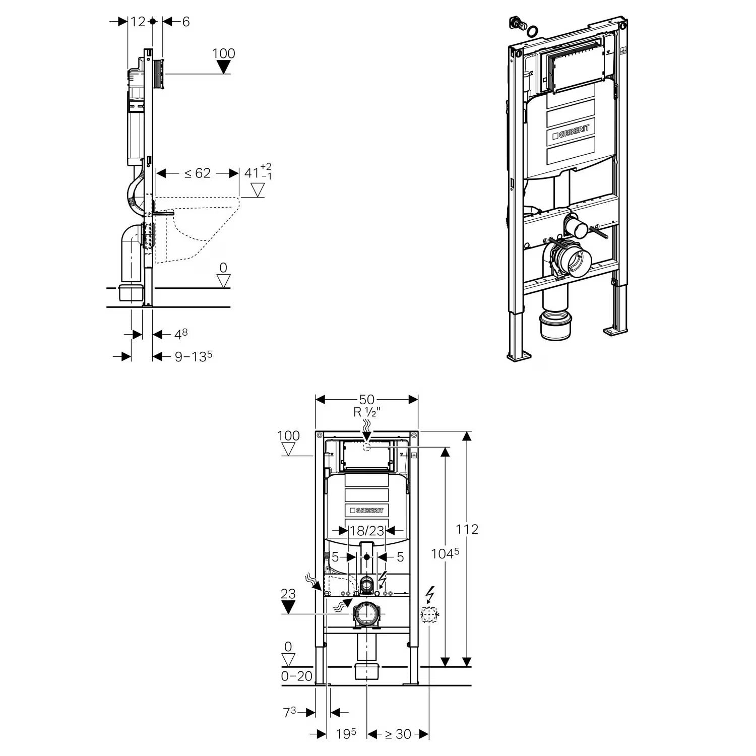 Geberit Duofix element podtynkowy z spłuczką podtynkową Sigma UP