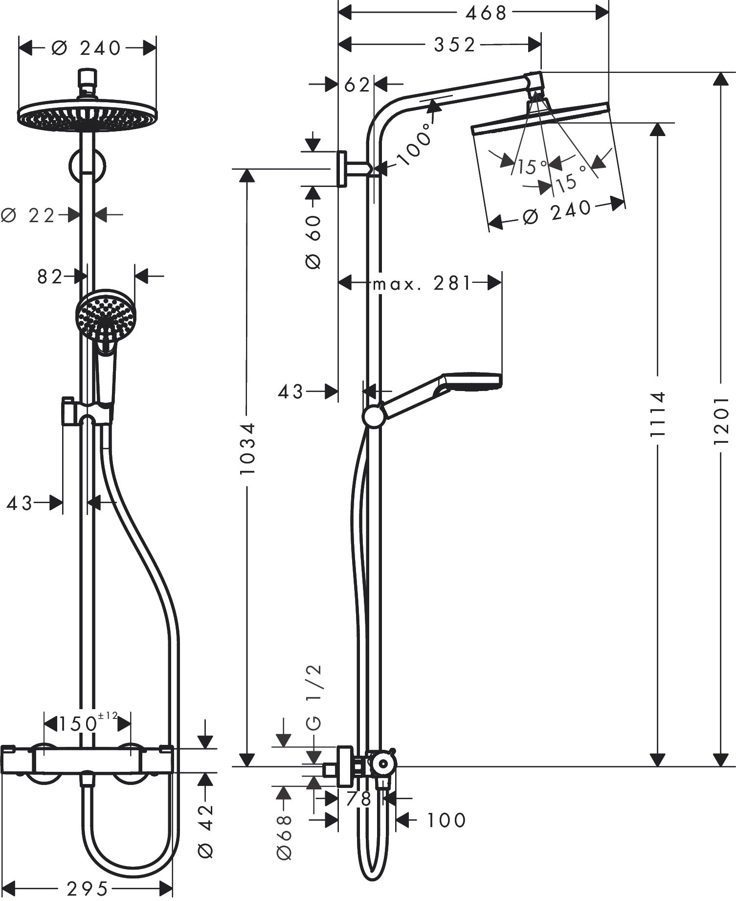 System prysznicowy hansgrohe Crometta S 240 z termostatem