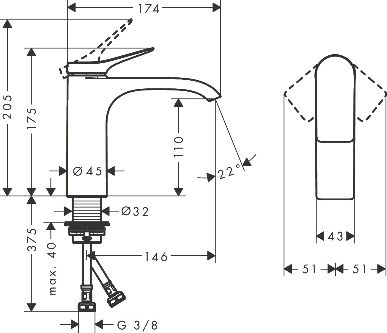 Bateria umywalkowa hansgrohe Vivenis 110