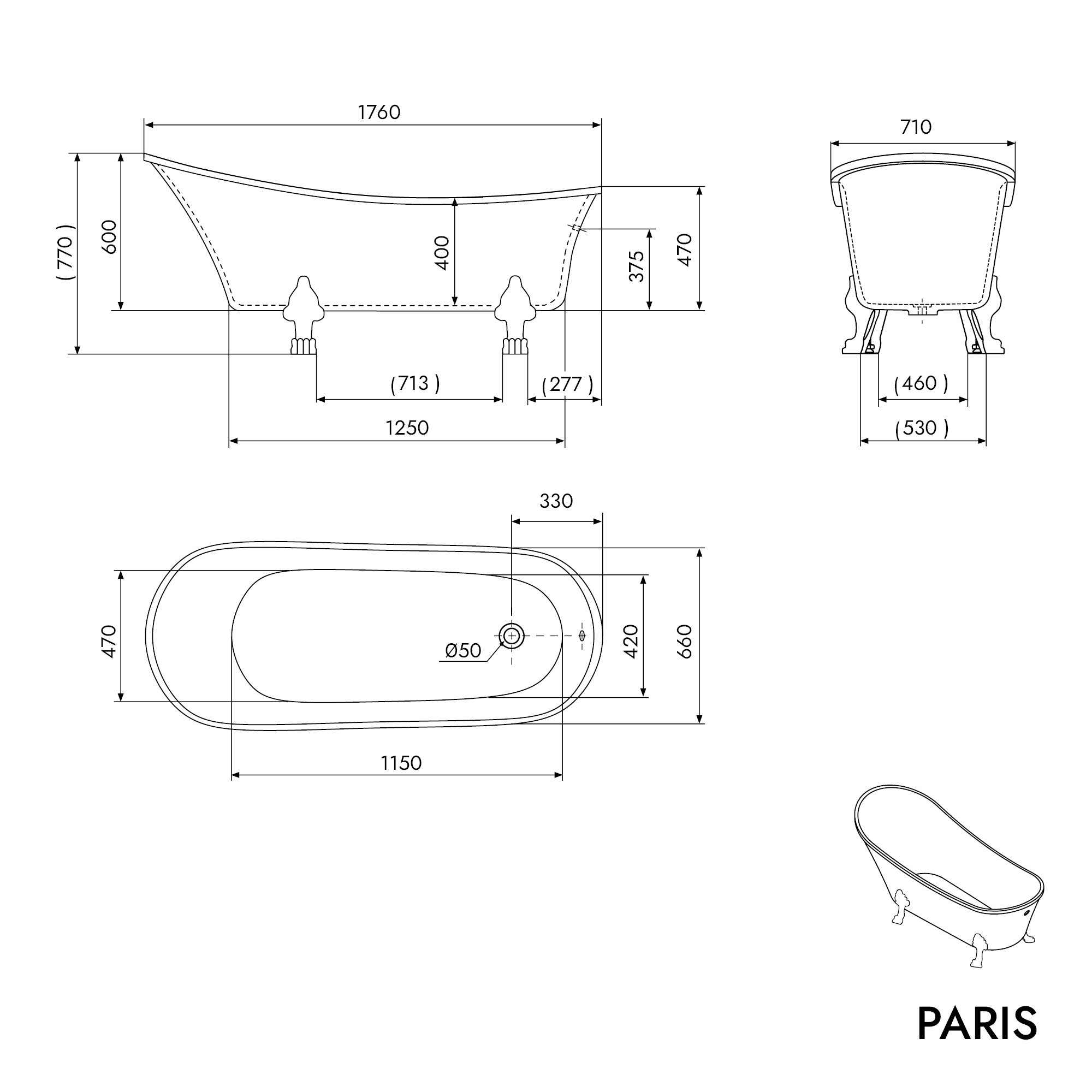 Wolnostojąca wanna PARIS