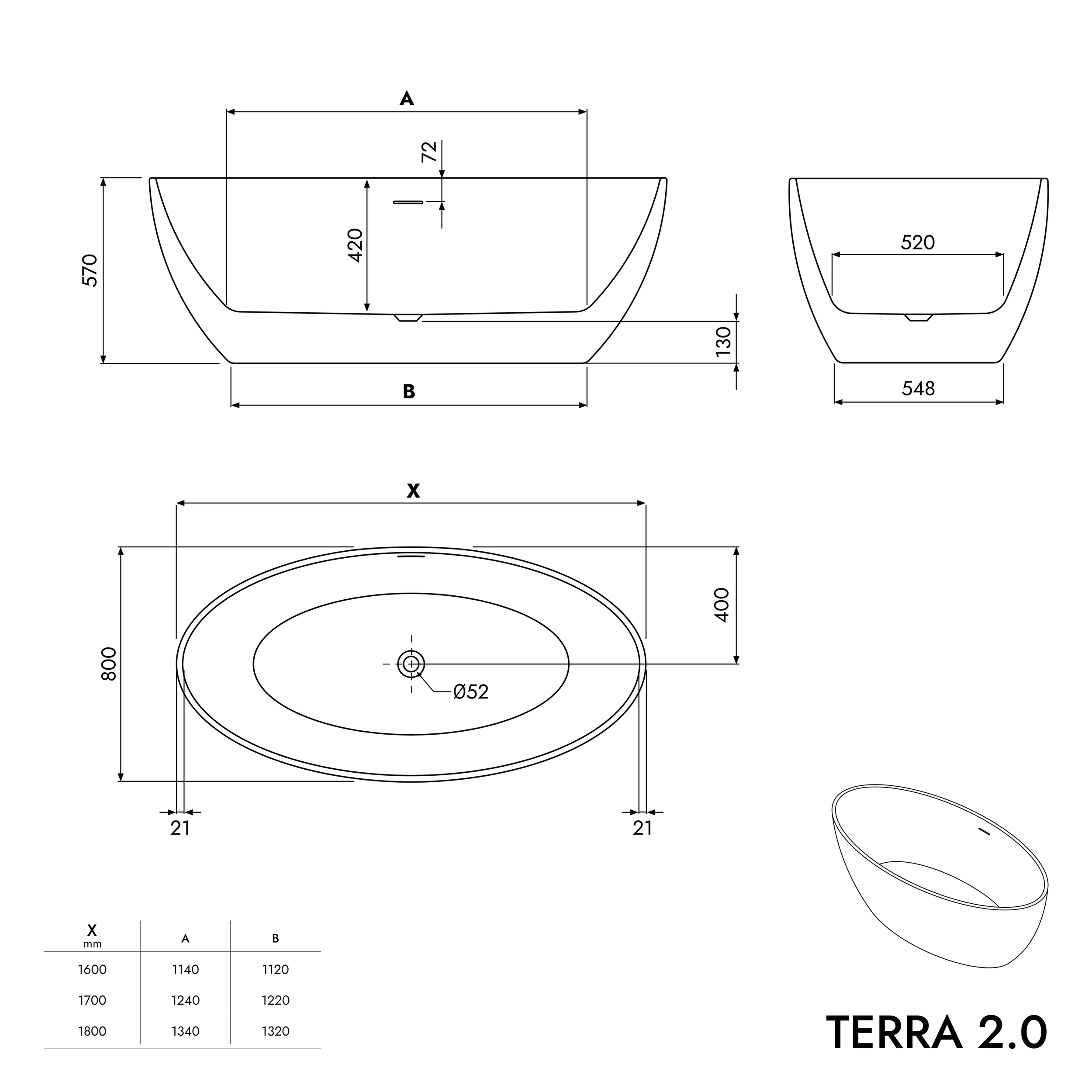 Wolnostojąca wanna TERRA 2.0