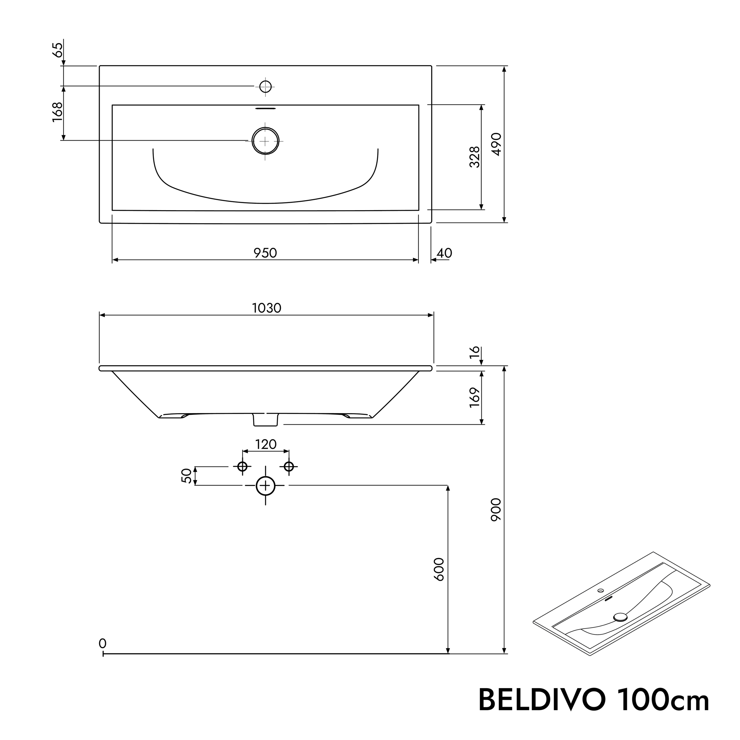 Zestaw mebli łazienkowych BELDIVO 100 cm