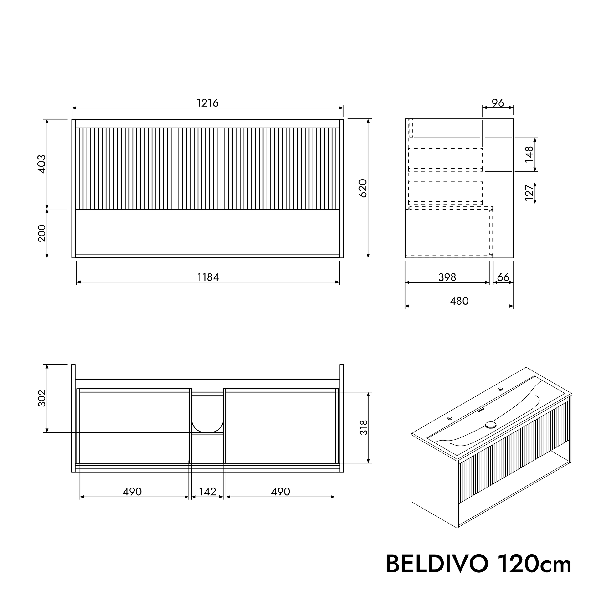 Zestaw mebli łazienkowych BELDIVO 120 cm