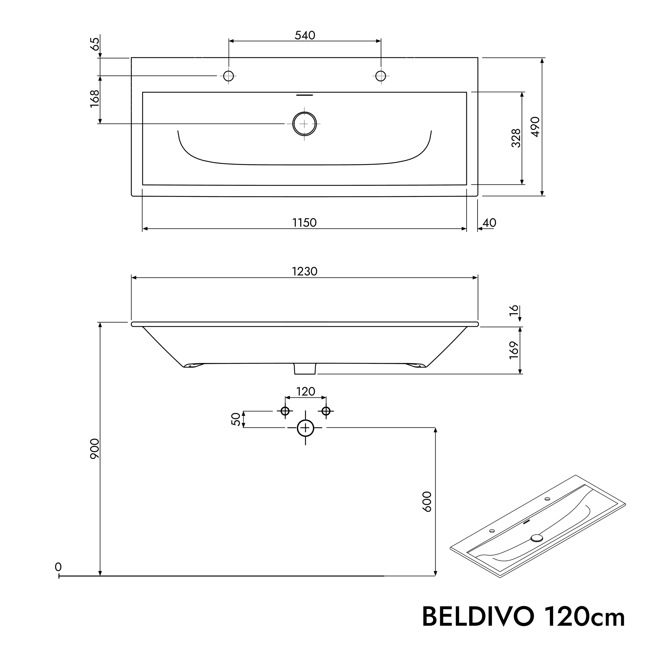 Zestaw mebli łazienkowych BELDIVO 120 cm