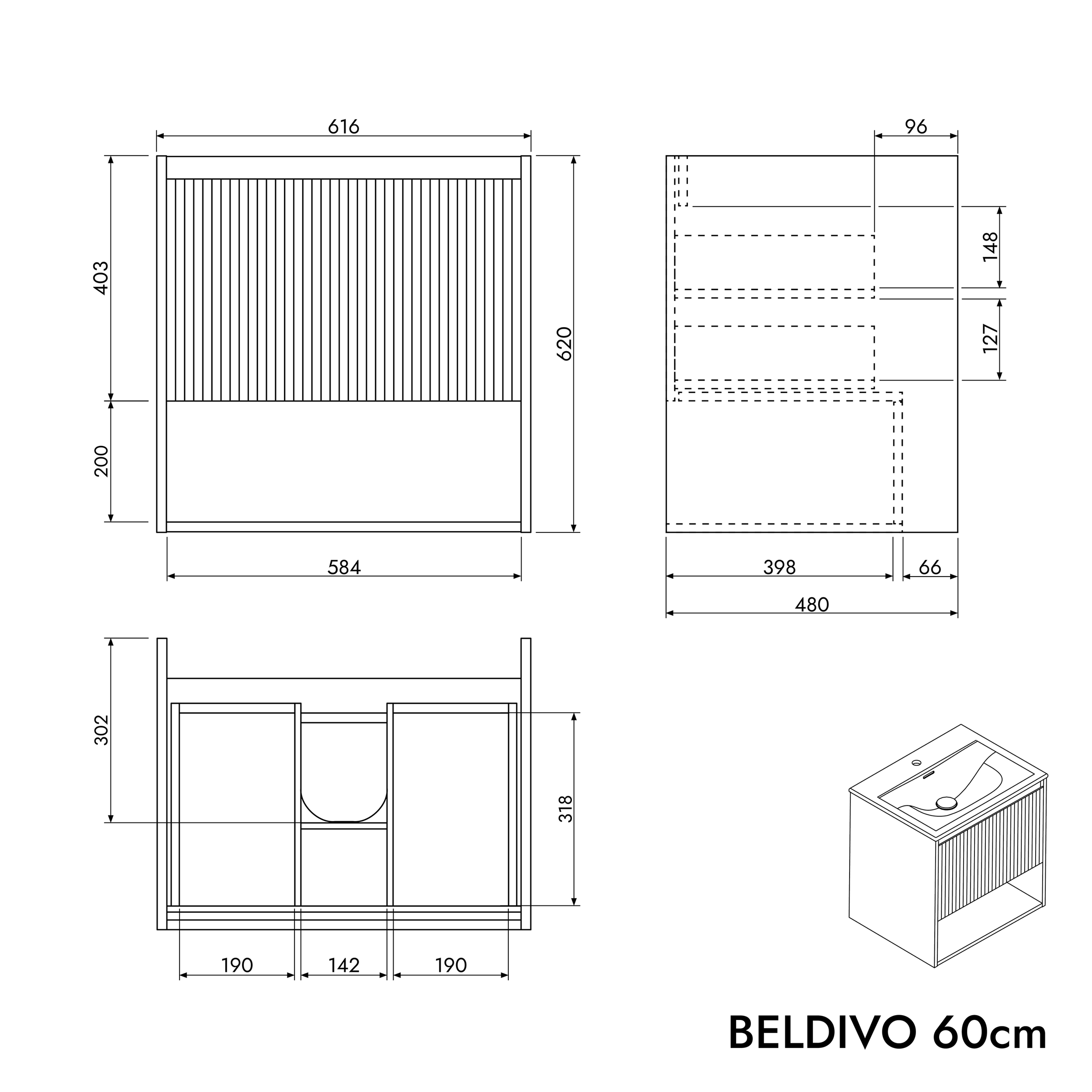 Zestaw mebli łazienkowych BELDIVO 60 cm