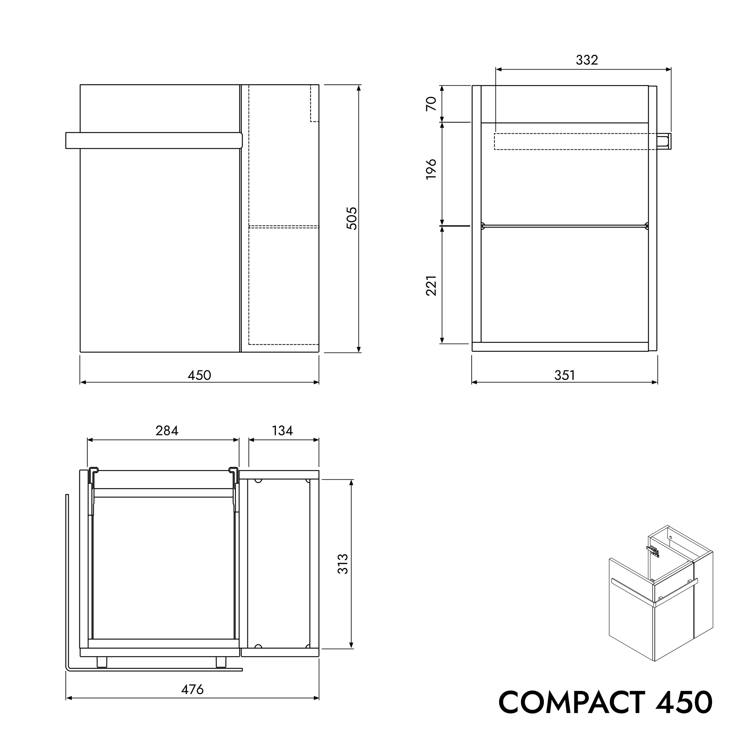 Szafka podumywalkowa WC COMPACT 450