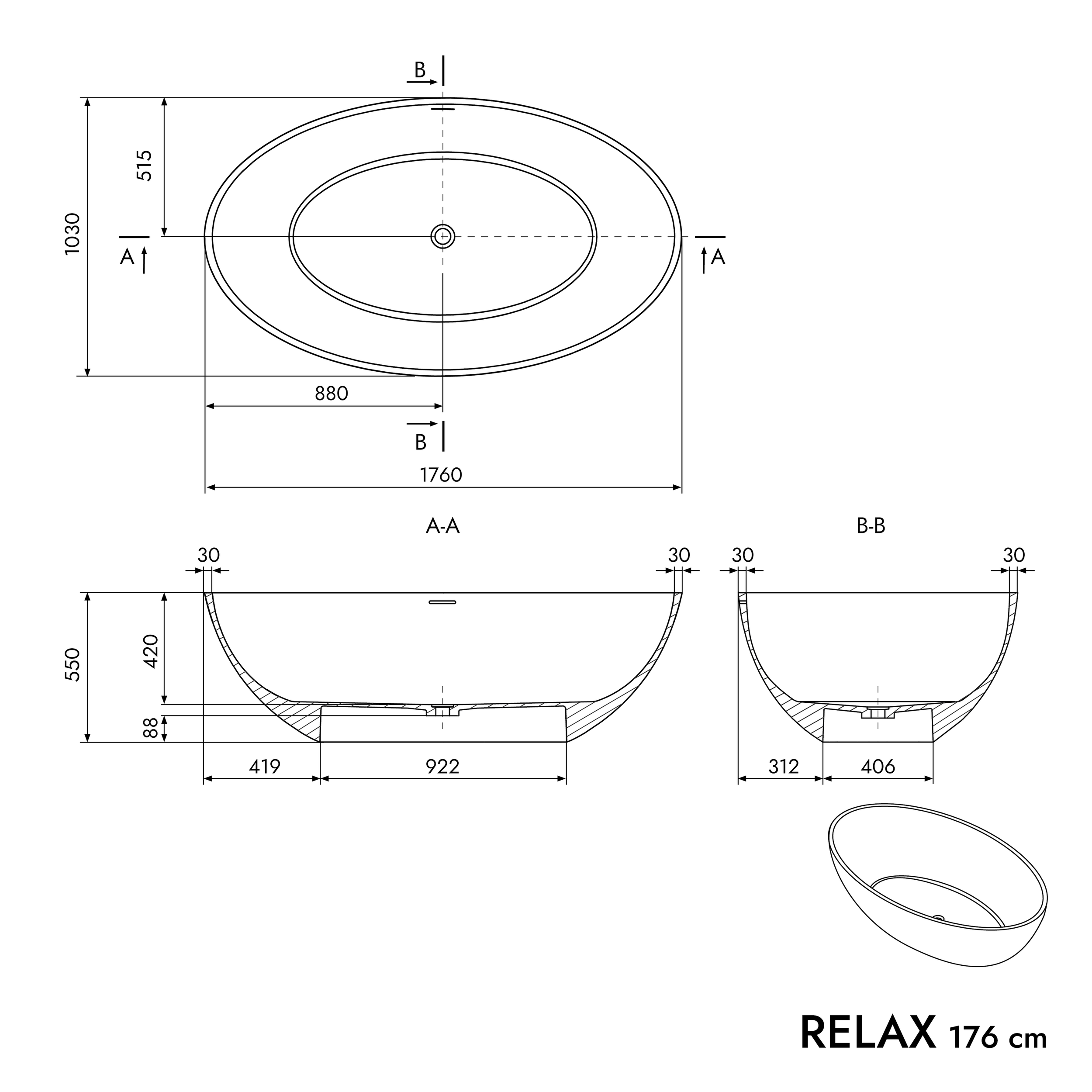 Wolnostojąca wanna RELAX