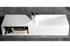 Umywalka nablatowa / ścienna TWG06 odlew mineralny Solid Stone – 120 x 42 x 20 cm – biały mat