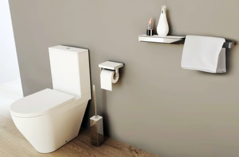 Szczotka do WC i pojemnik wykonany z mosiądzu - seria LINEAR – chrom