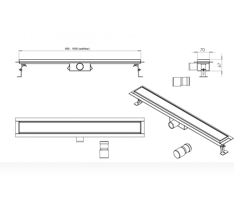 Odpływ liniowy GT02 stal nierdzewna