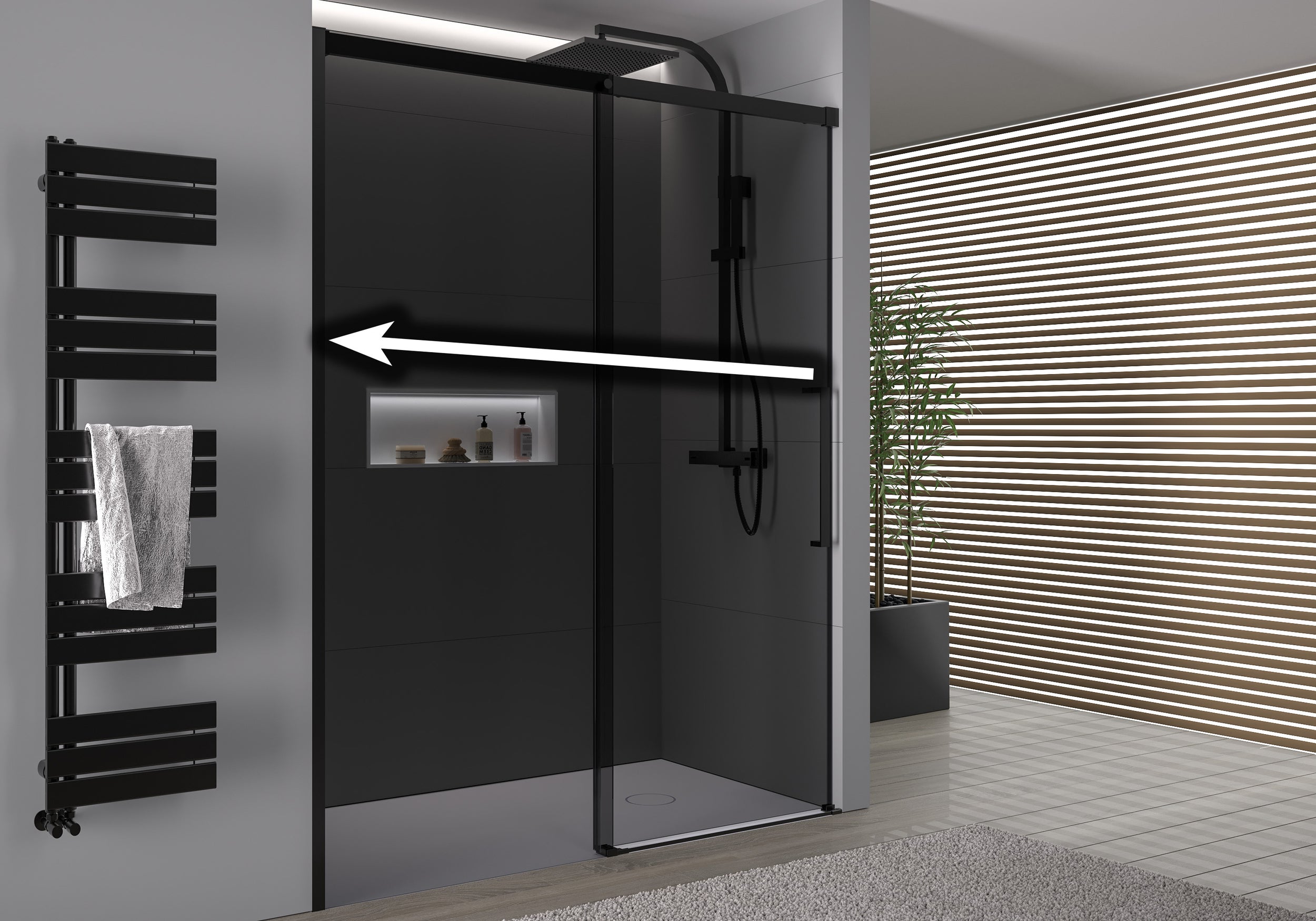 Drzwi prysznicowe przesuwne ze ścianką Soft-Close DX906 FLEX