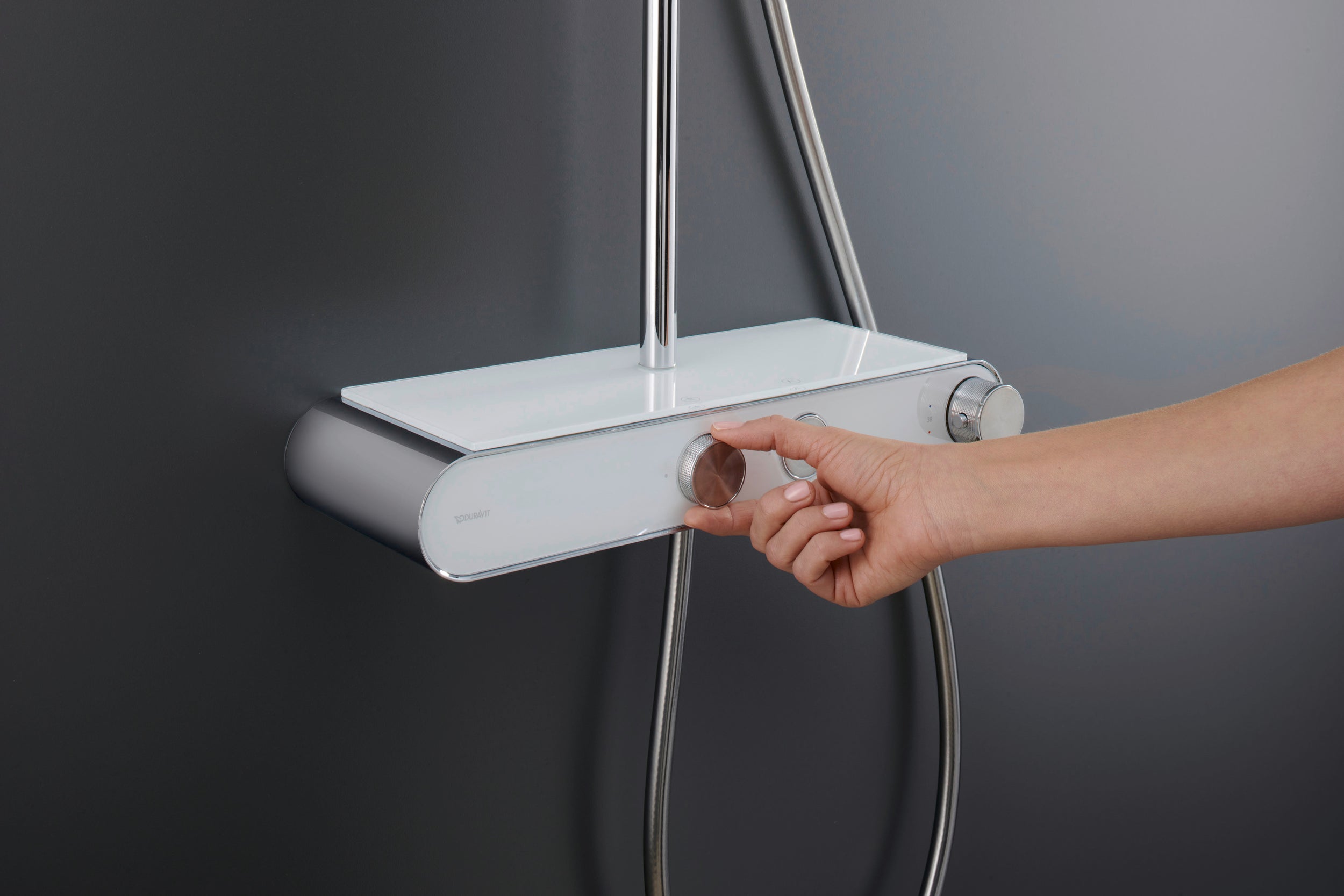 Duravit system prysznicowy z termostatem i półką szklaną