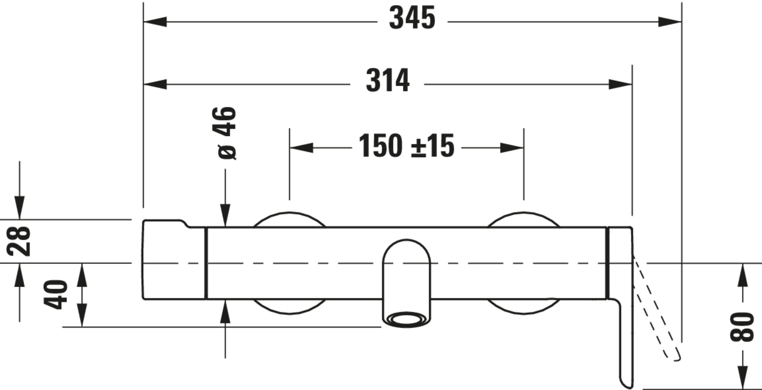 Duravit C.1 jednouchwytowa bateria wannowa natynkowa