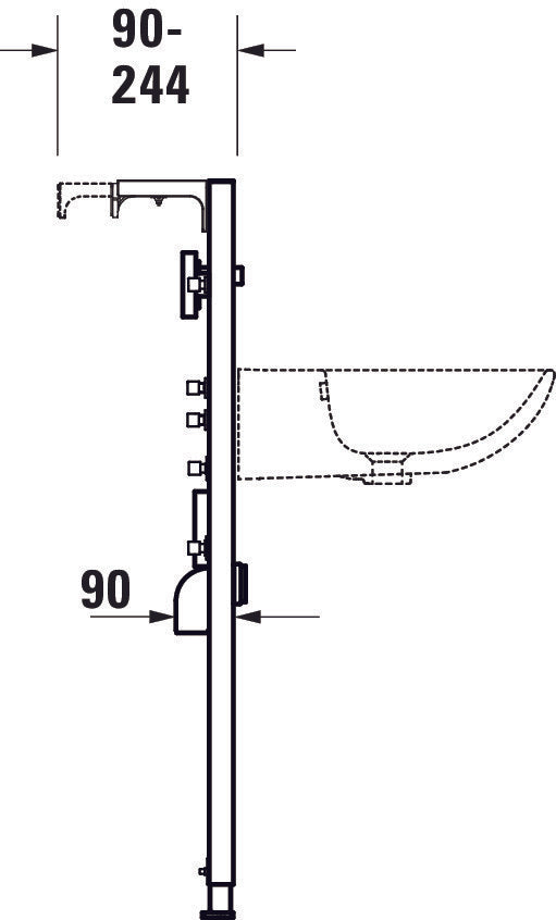 Element montażowy DuraSystem do umywalki, do montażu ściennego 500x170x1148 mm