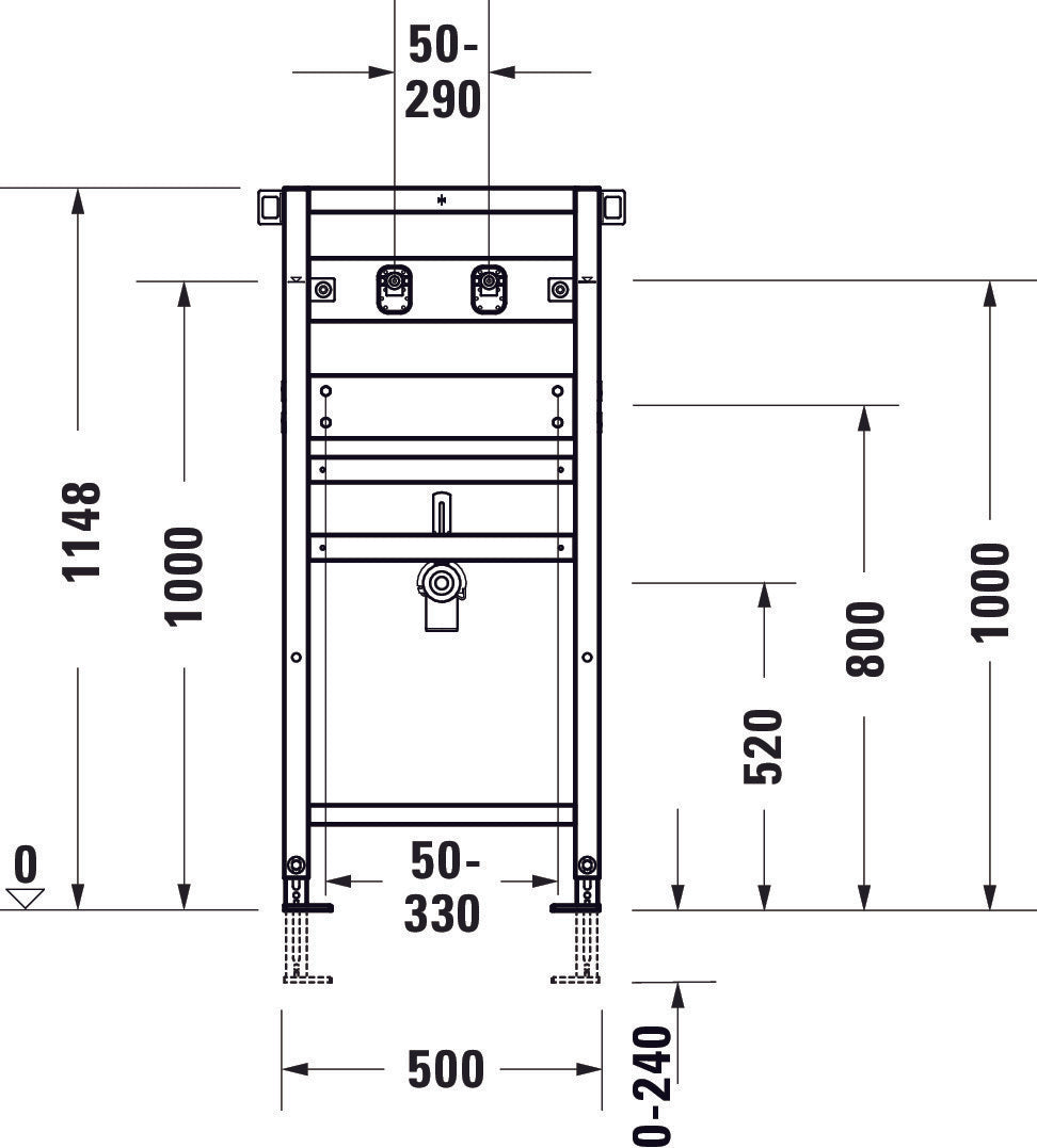 Element montażowy DuraSystem do umywalki, do montażu ściennego 500x170x1148 mm