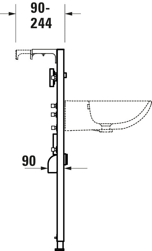 Element montażowy DuraSystem do umywalki, do montażu ściennego 500x170x1148 mm