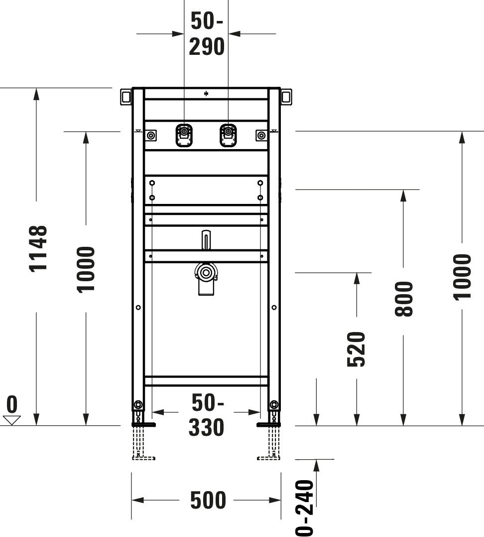 Element montażowy DuraSystem do umywalki, do montażu ściennego 500x170x1148 mm