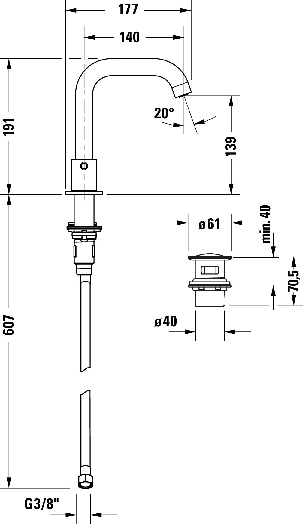 Bateria umywalkowa 3-otworowa Duravit Circle