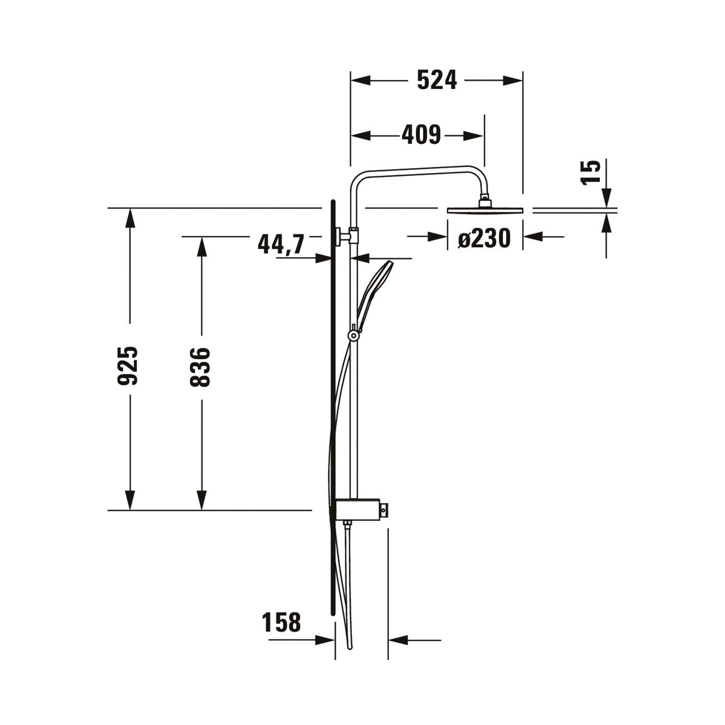 Duravit system prysznicowy z termostatem i półką szklaną