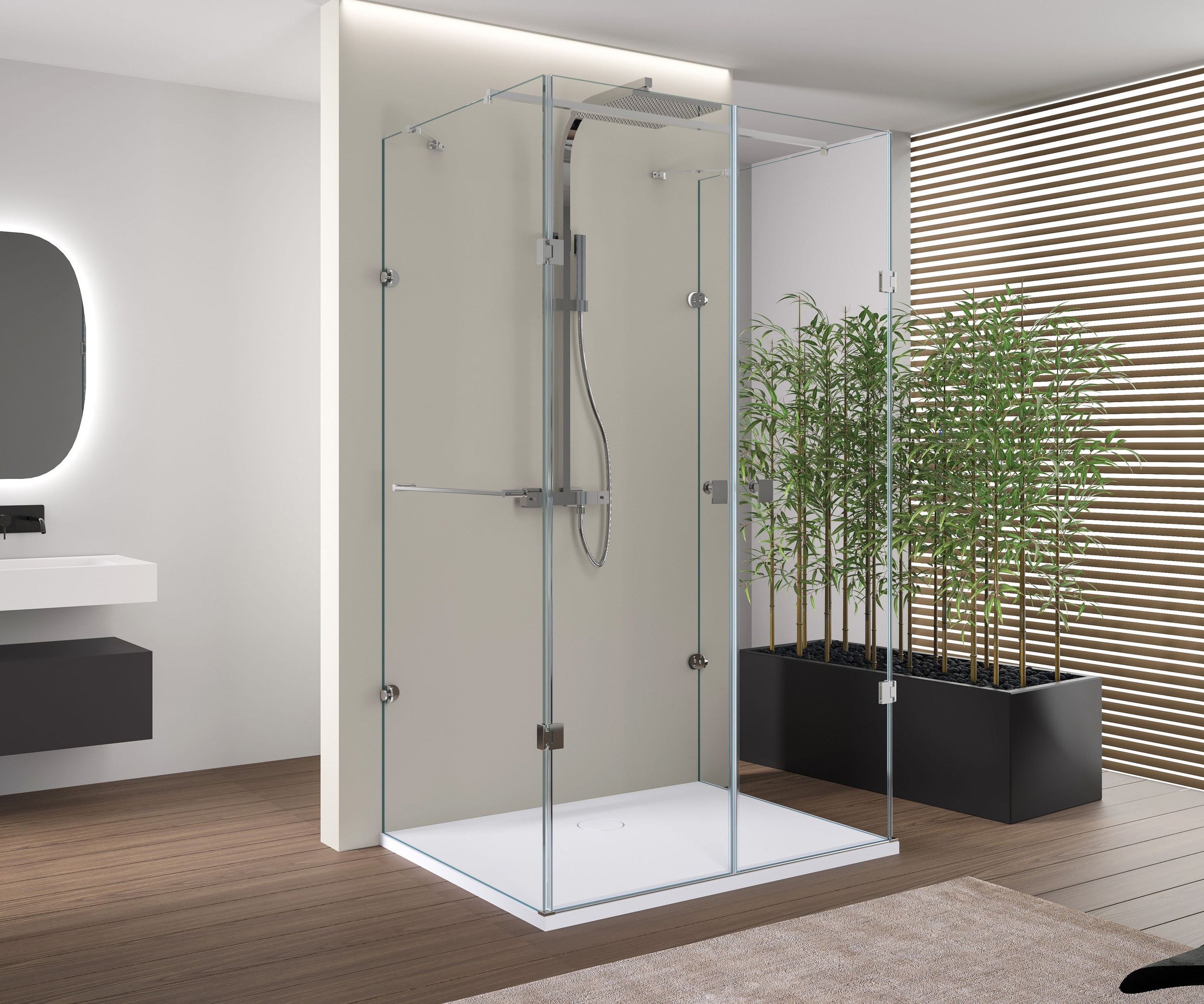 Kabina prysznicowa EX412 kształt U - szkło bezpieczne NANO 8mm - 120x80x195 cm - z brodzikiem