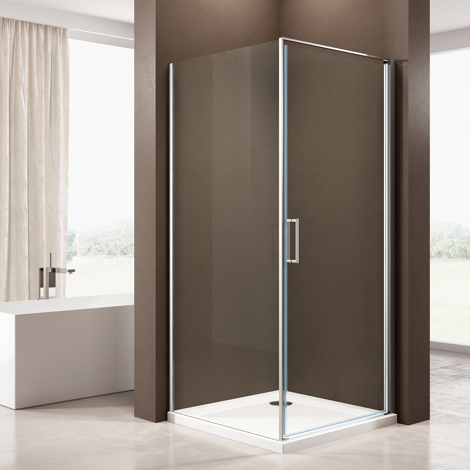 Kabina prysznicowa narożna EX416S szkło ESG 6mm drzwi uchylne – 100 x 100 x 195 cm
