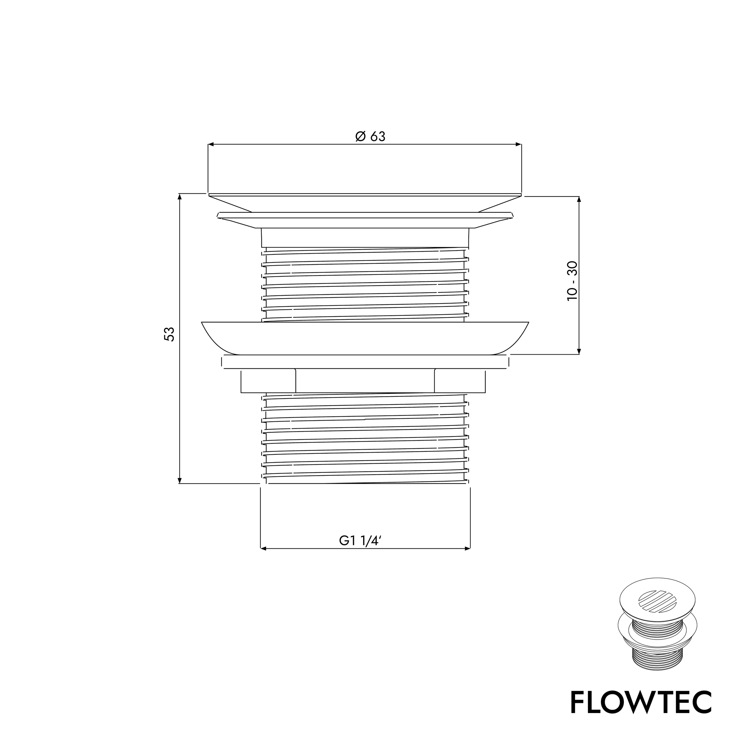 Zawór odpływowy FLOWTEC z sitkiem