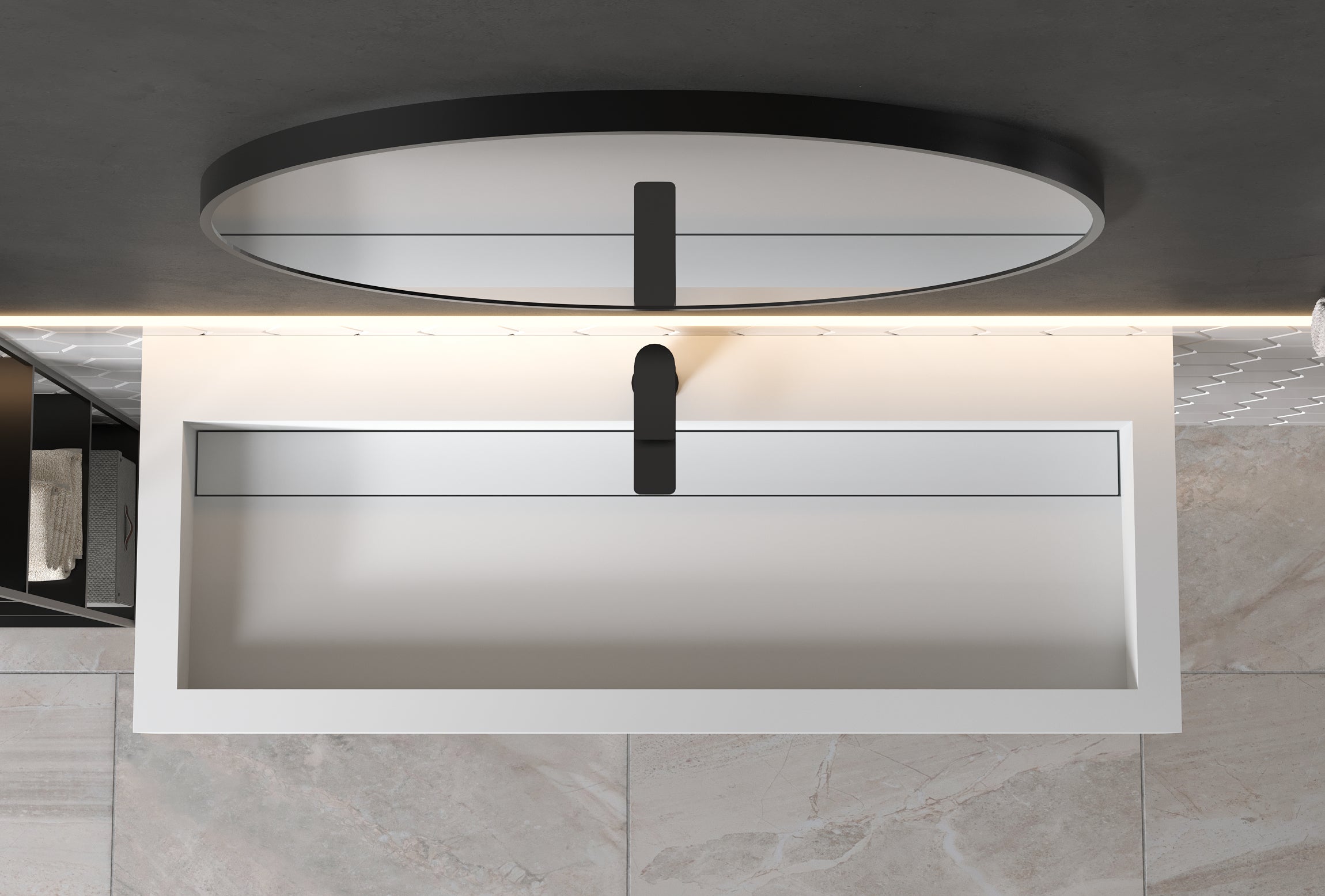Umywalka nablatowa / ścienna PB2079 odlew mineralny Solid Stone – 120 x 46 x 13 cm – bały mat