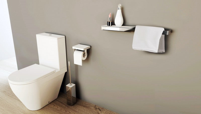 Szczotka do WC i pojemnik wykonany z mosiądzu - seria LINEAR – chrom