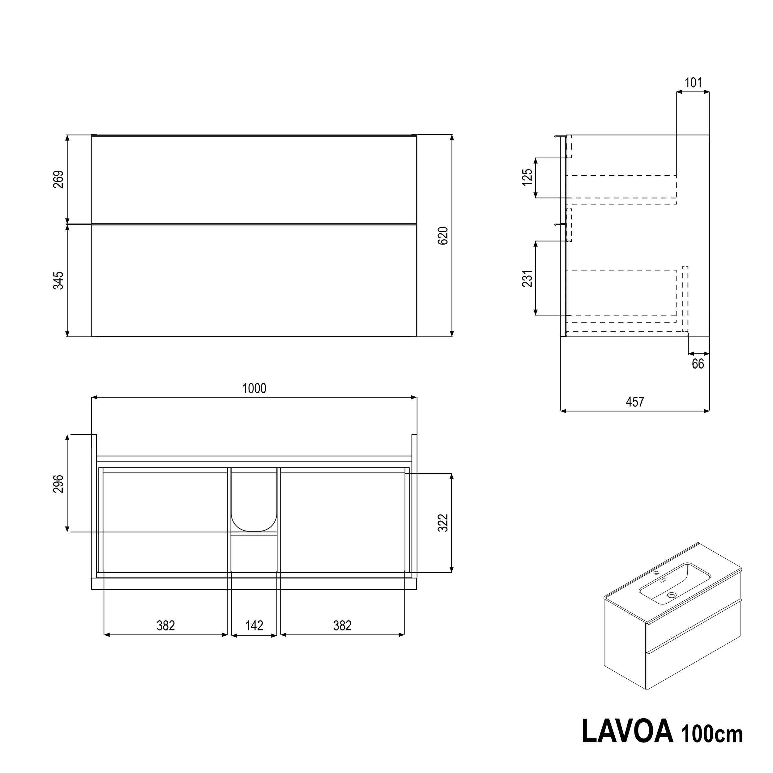 Szafka podumywalkowa LAVOA 100 cm