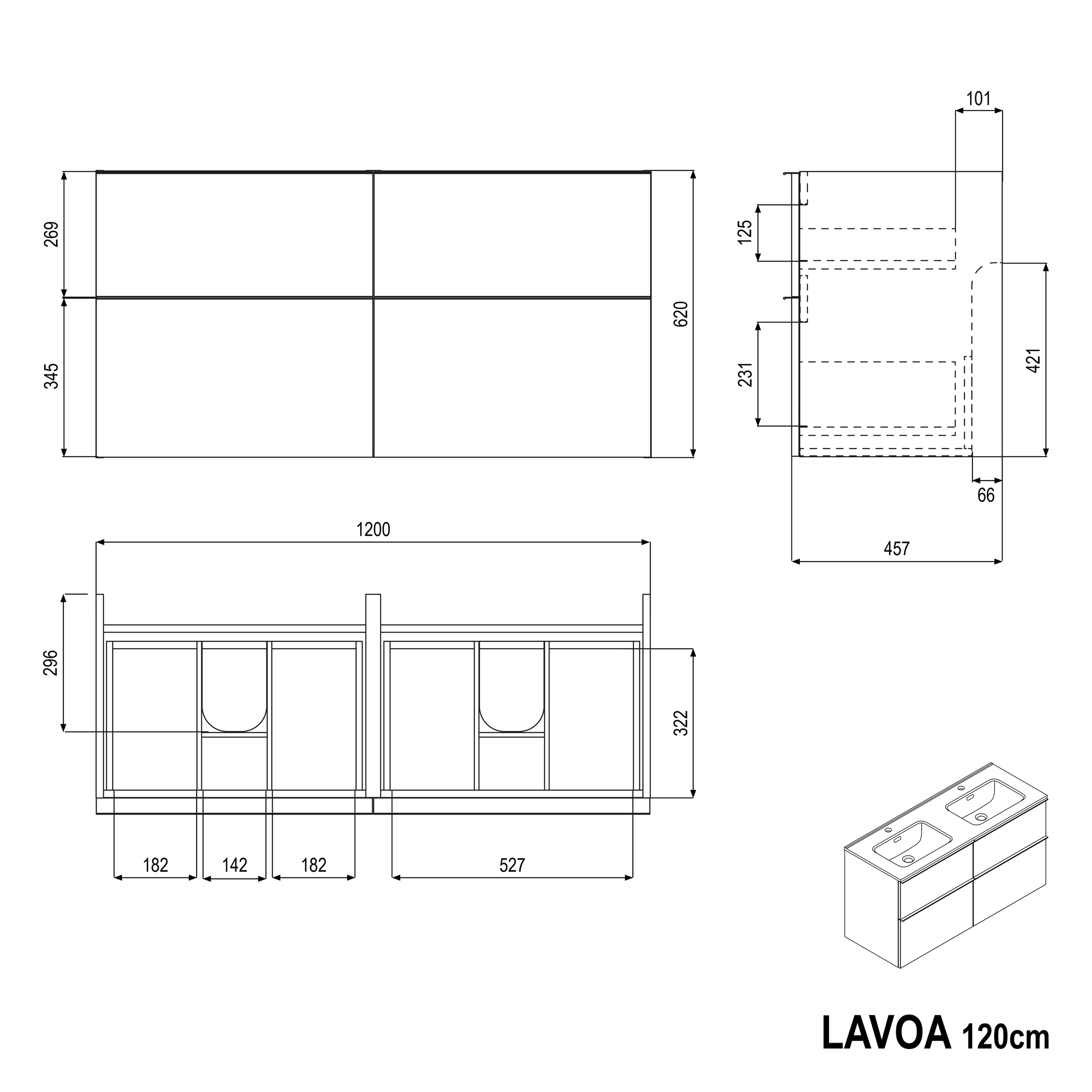 Szafka podumywalkowa LAVOA 120 cm