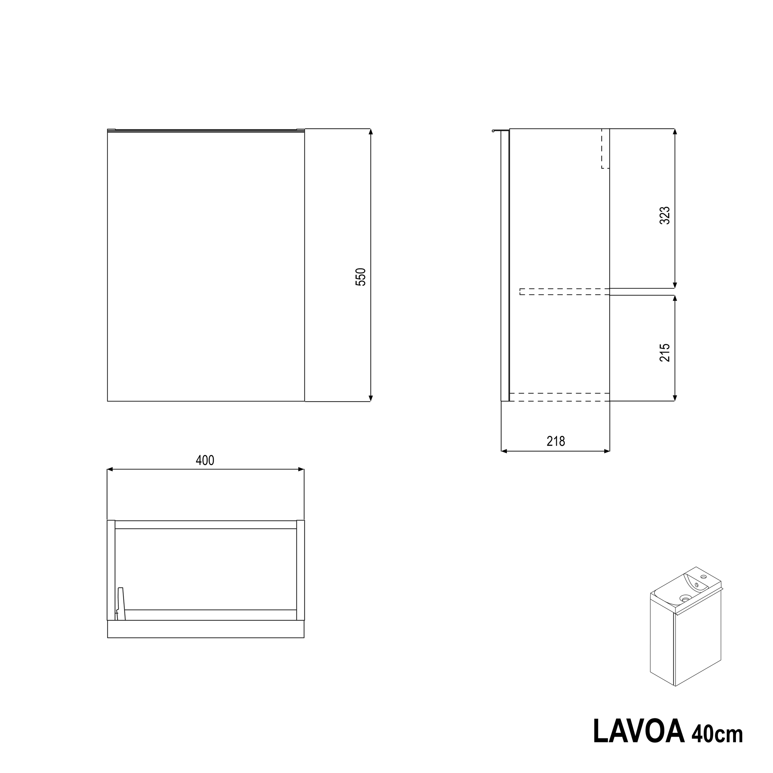 Szafka pod umywalkę LAVOA 40 cm