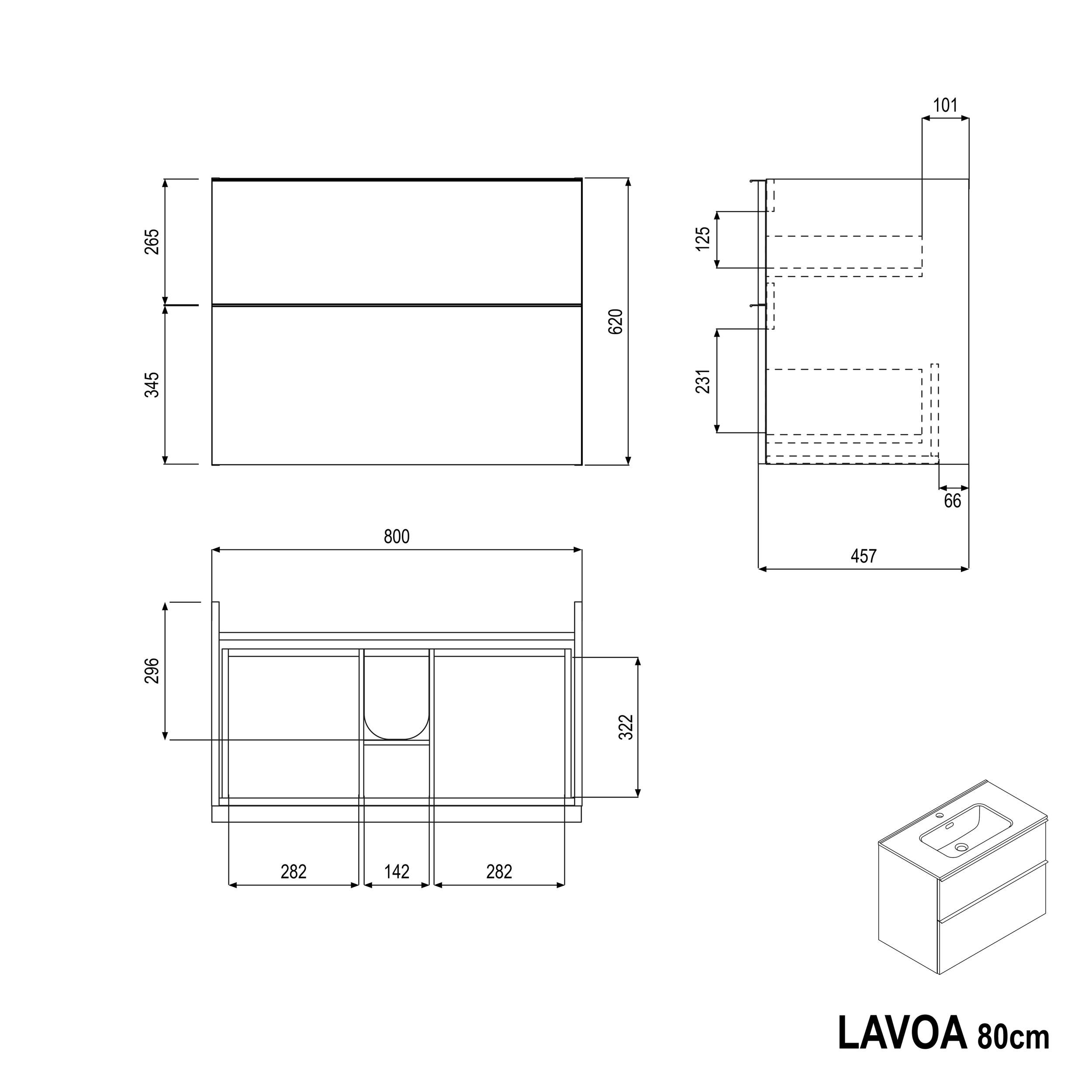 Szafka podumywalkowa LAVOA 80 cm