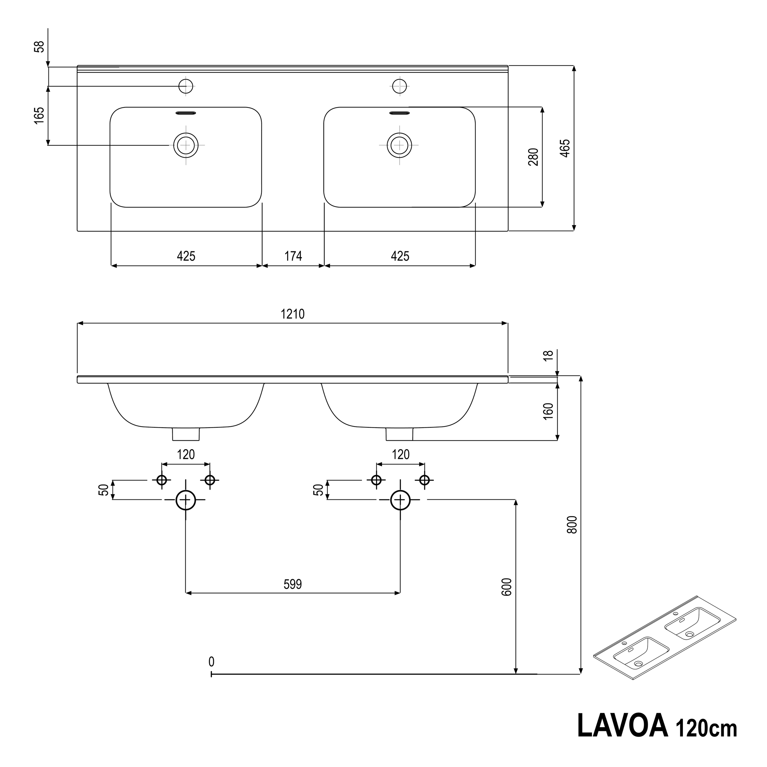 Szafka podumywalkowa LAVOA 120 cm