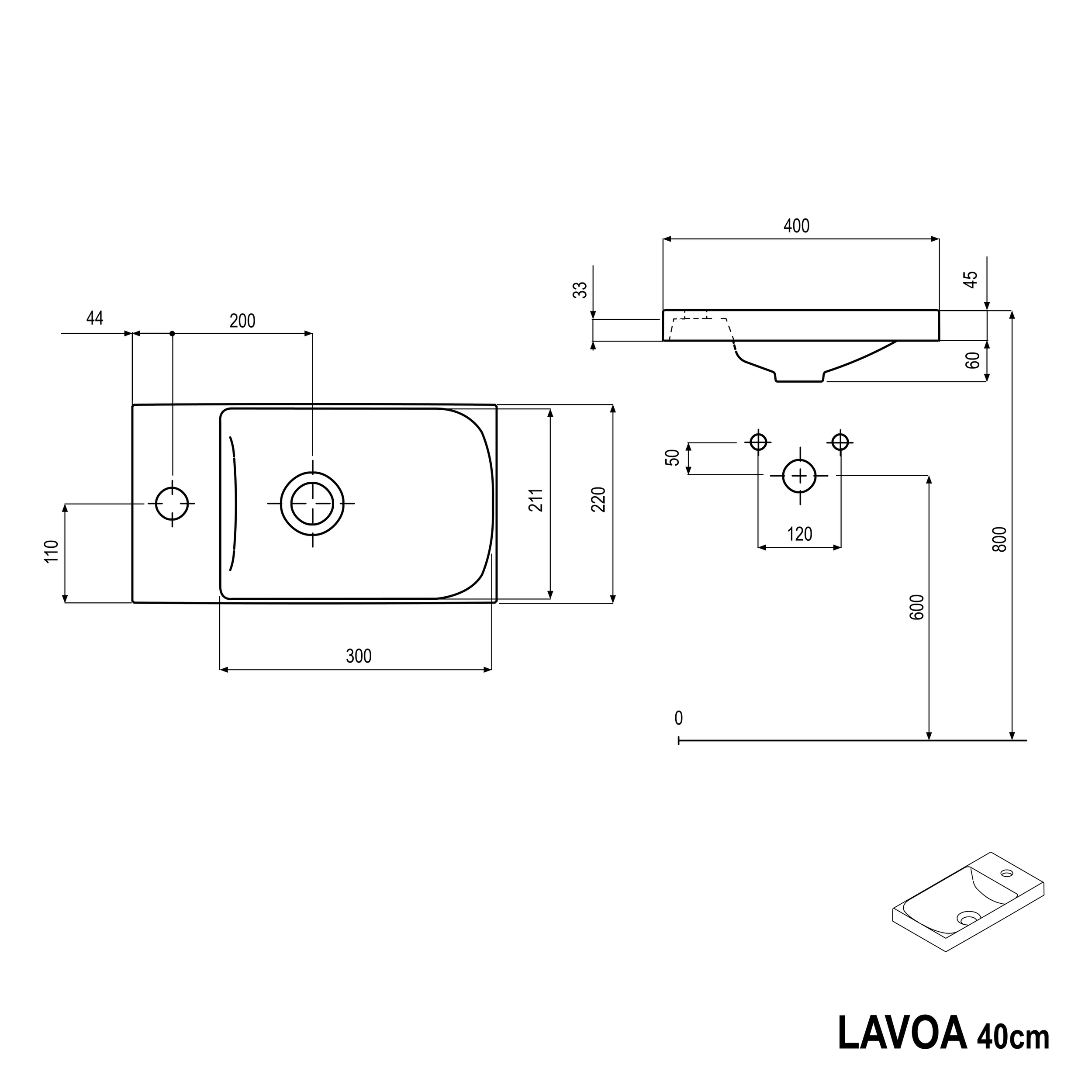 Szafka pod umywalkę LAVOA 40 cm