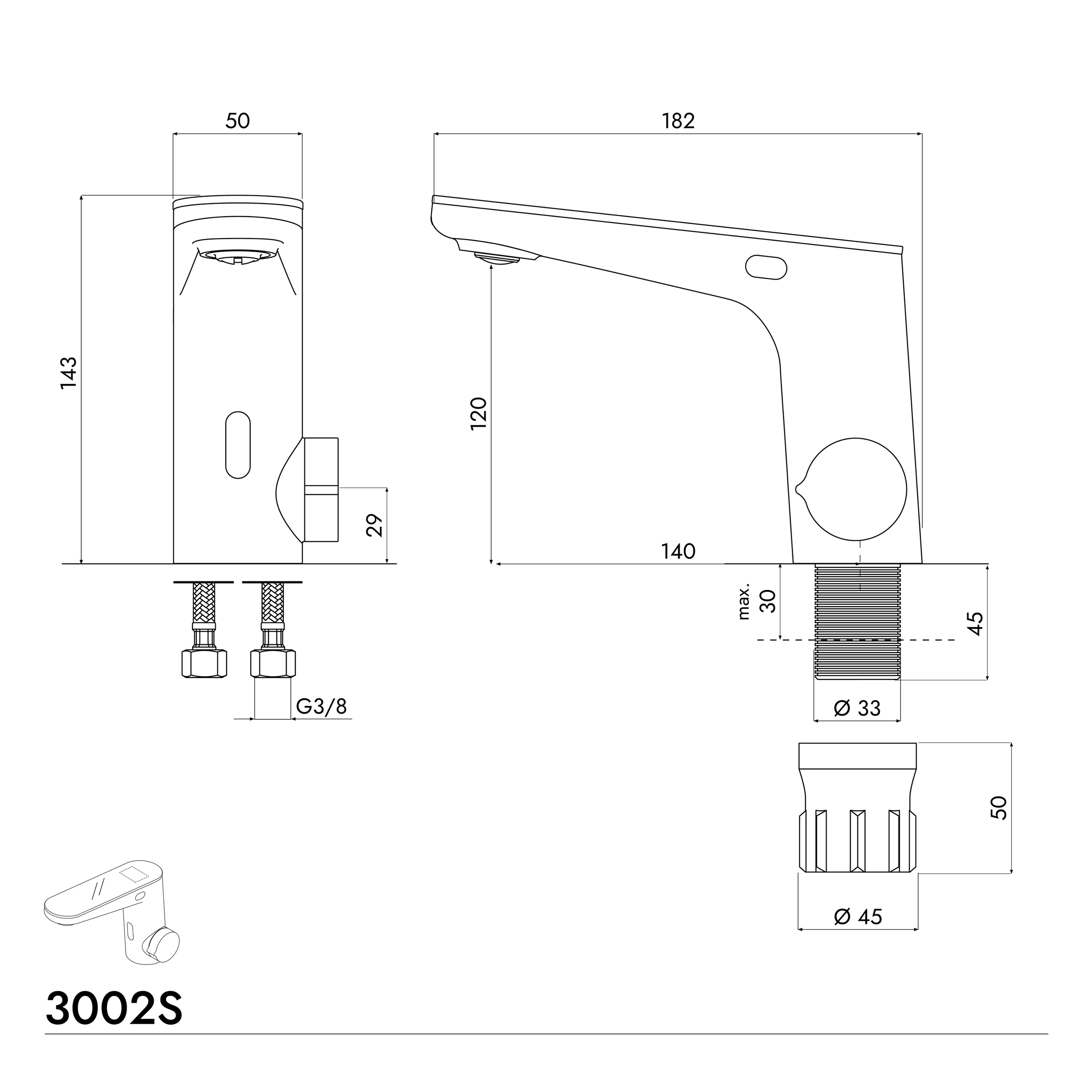 Bezdotykowa bateria umywalkowa 3002S