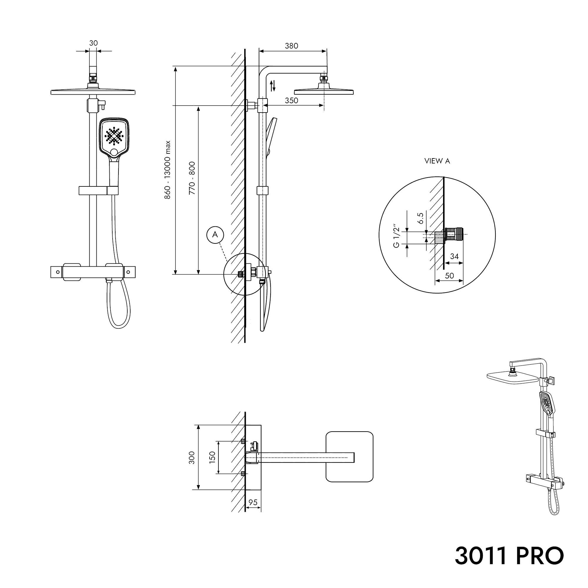 Zestaw prysznicowy z termostatem 3011 PRO